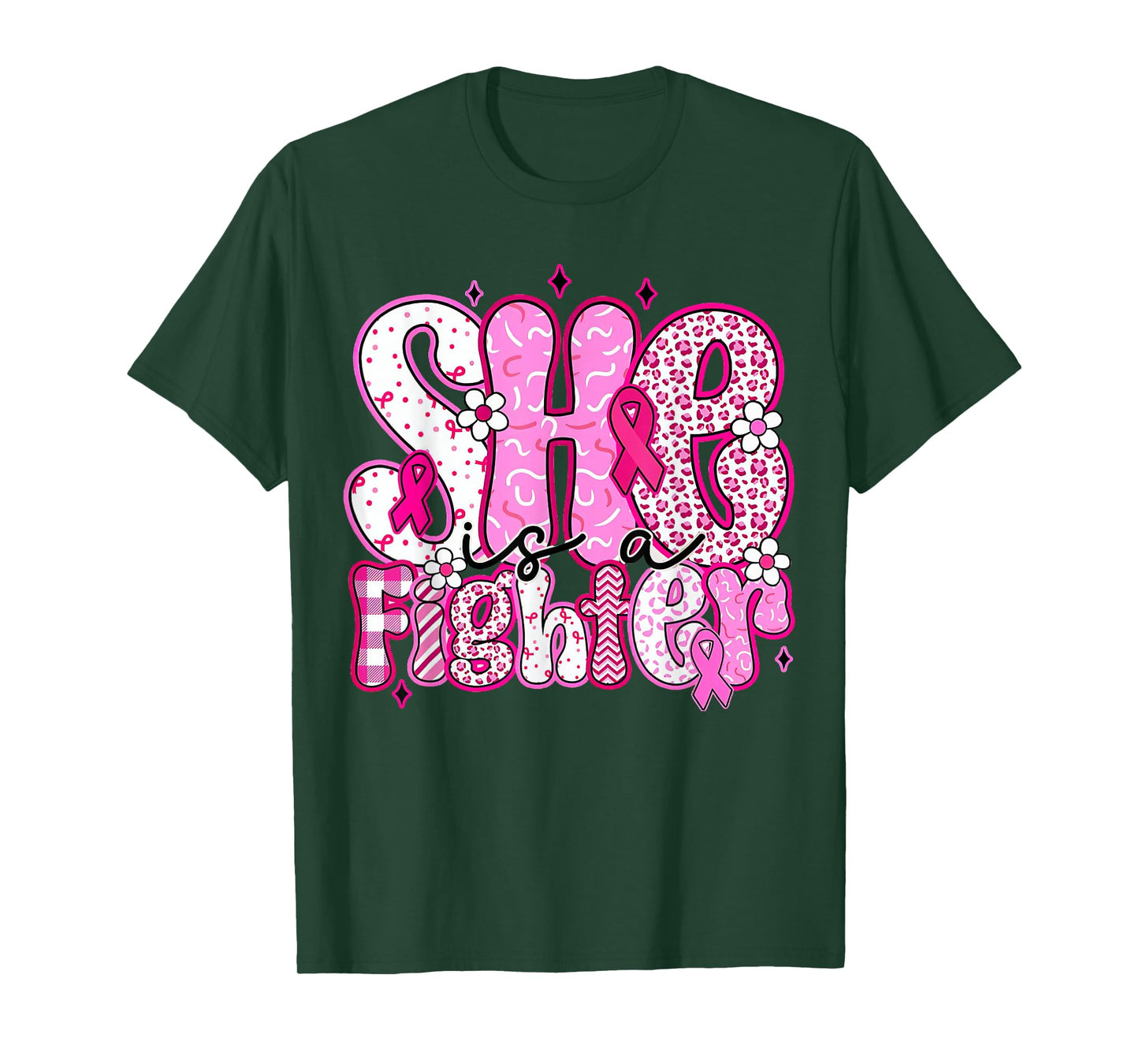 She is A Fighter Breast Cancer Month Breast Cancer Warrior T-Shirt