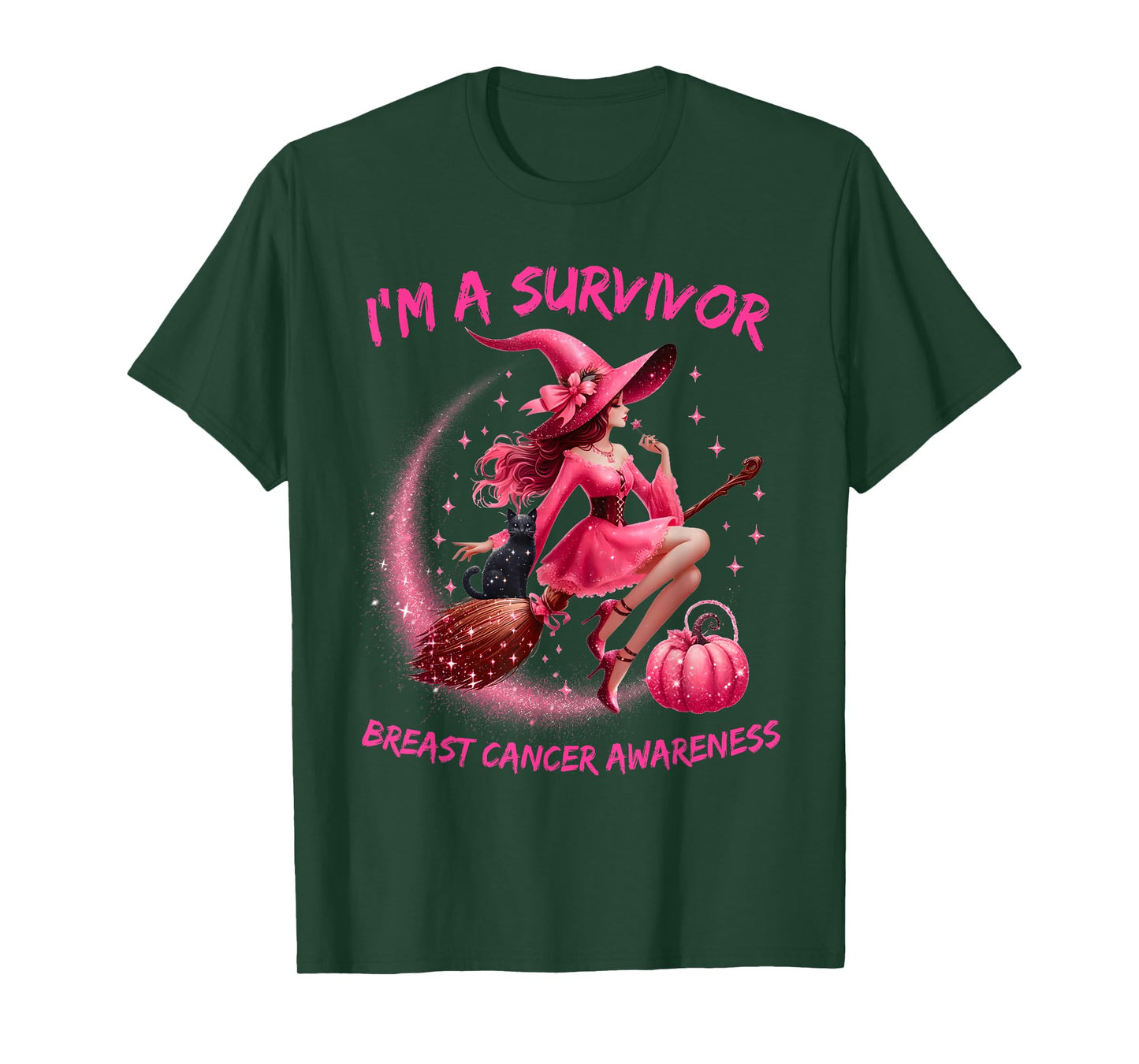 Witch I'm A Survivor Halloween Breast Cancer Awareness Women T-Shirt
