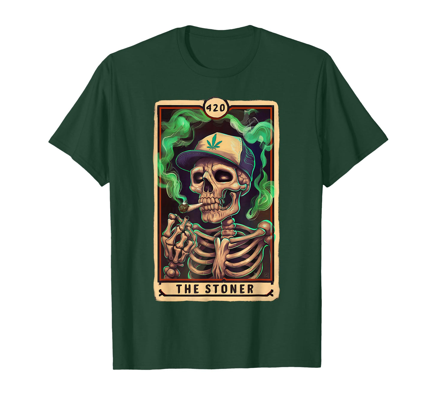 Tarot Card The Stoner Skeleton Cannabis 420 Halloween T-Shirt