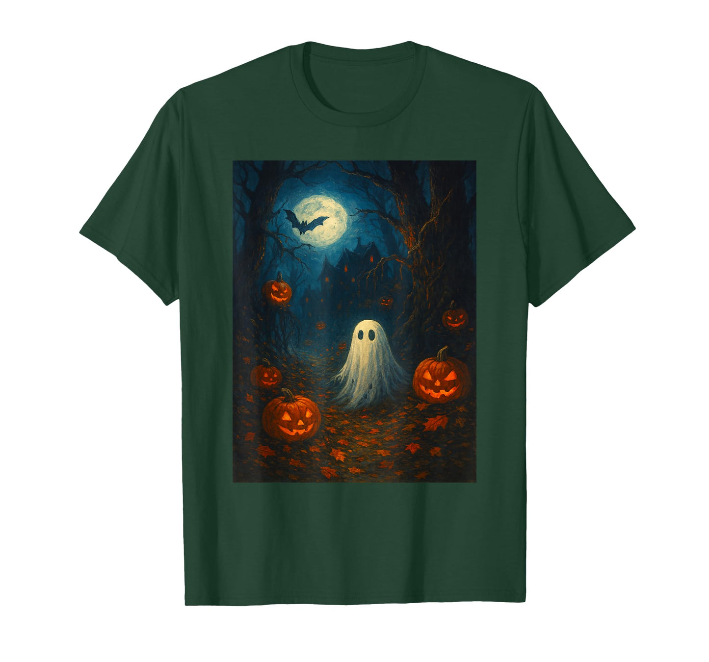 Vintage Floral Ghost Halloween Ghost in The Forest Gothic T-Shirt