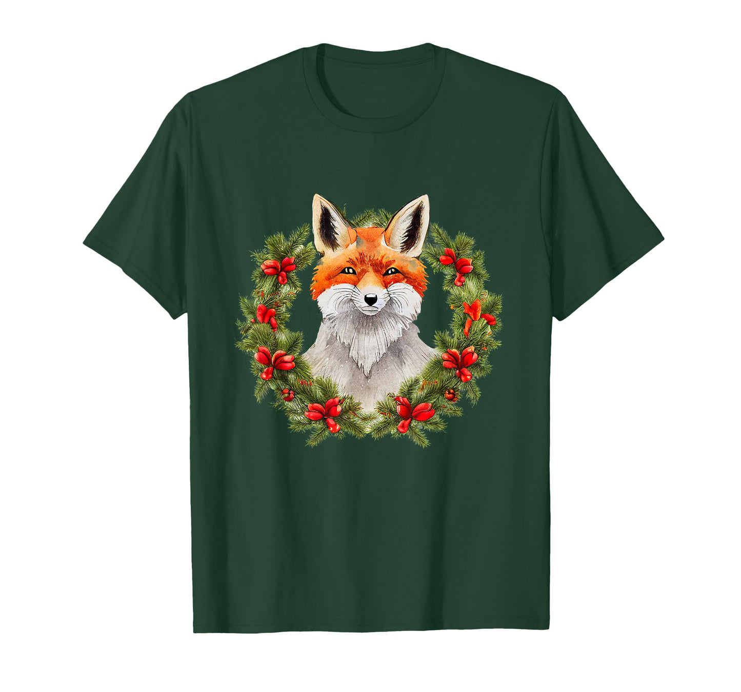 Merry xmas santa claus christmas wreath fox T-Shirt