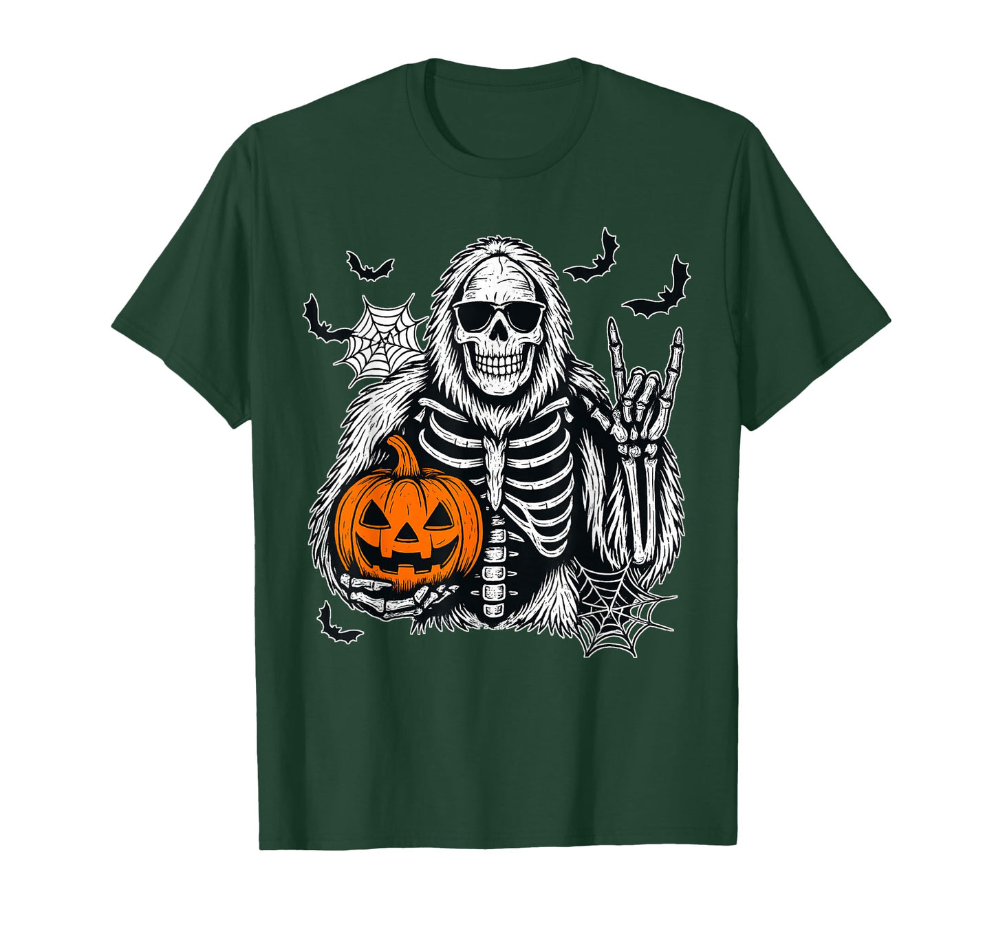 Spooky Bigfoot Jack O Lantern Skeleton Halloween Boys Mens T-Shirt
