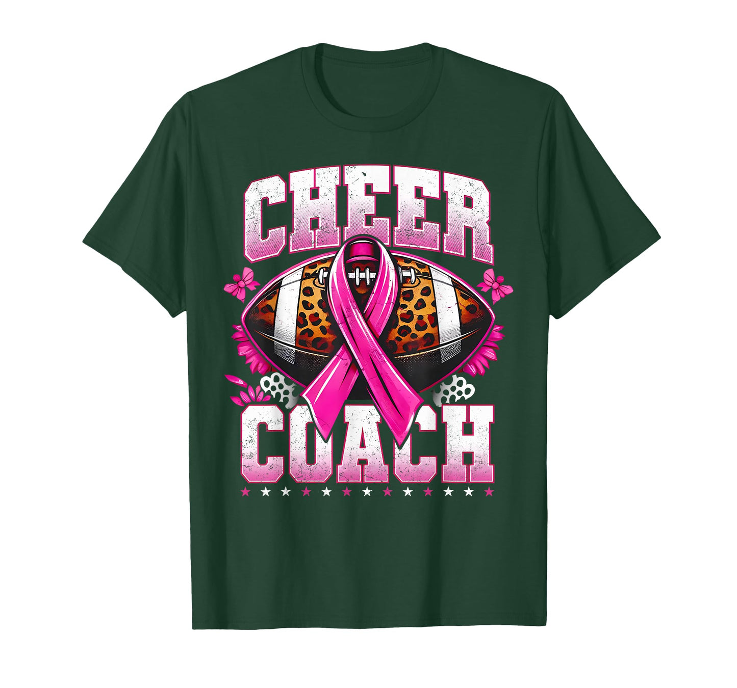 Football Cheer Coach Pink Ribbon Breast Cancer Awareness T-Shirt