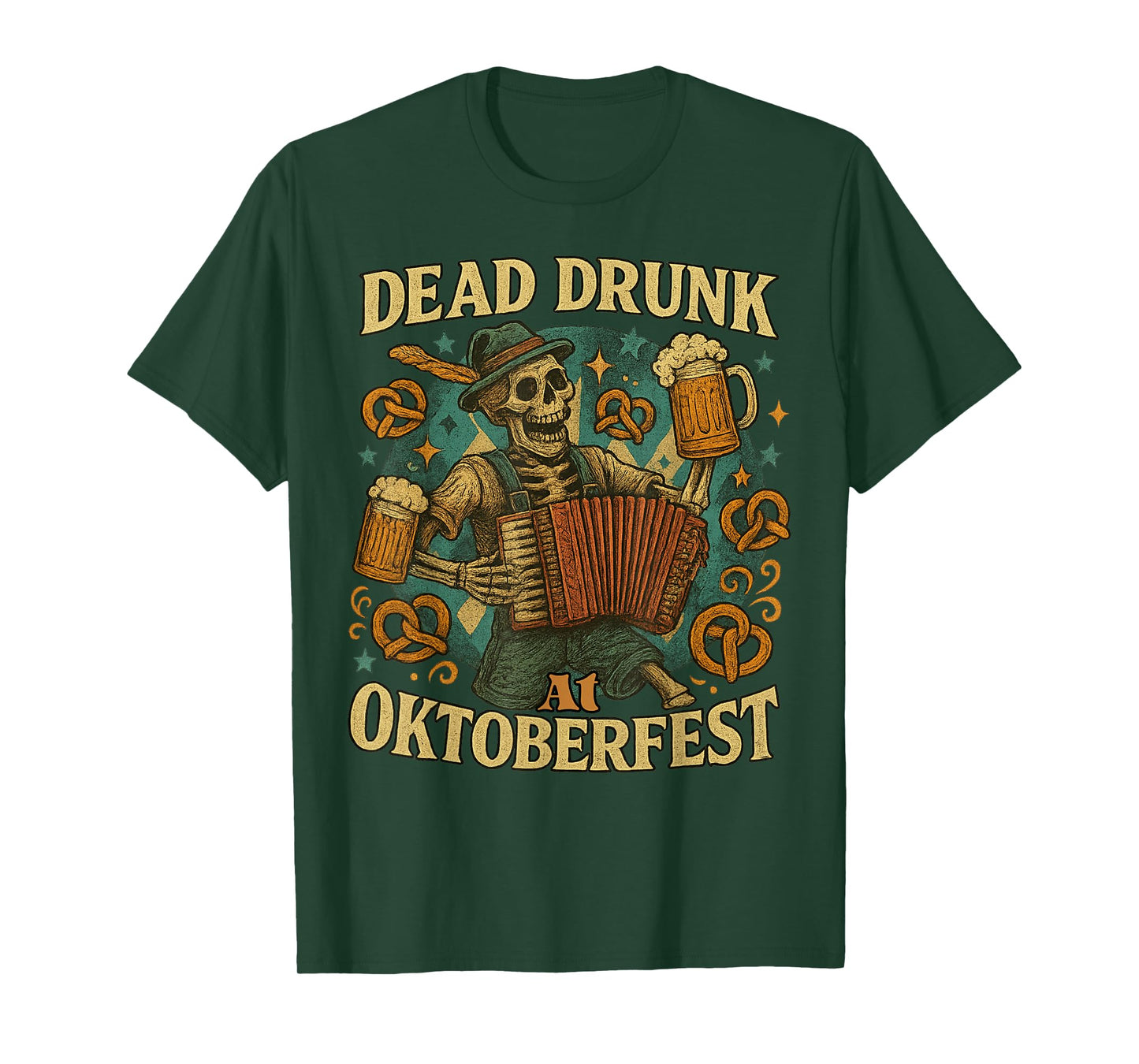 Dead Drunk at Oktoberfest Skeleton Beer Halloween & Volkfest T-Shirt
