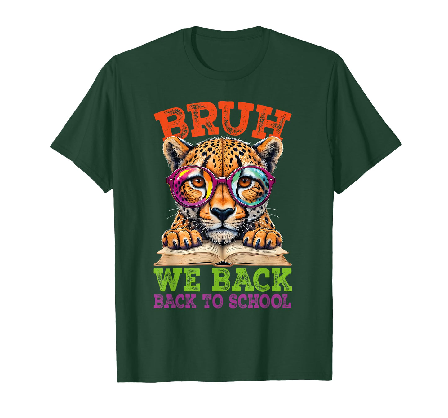 Bruh We Back Cheetah Back To School Teacher Boys Girls Kids T-Shirt