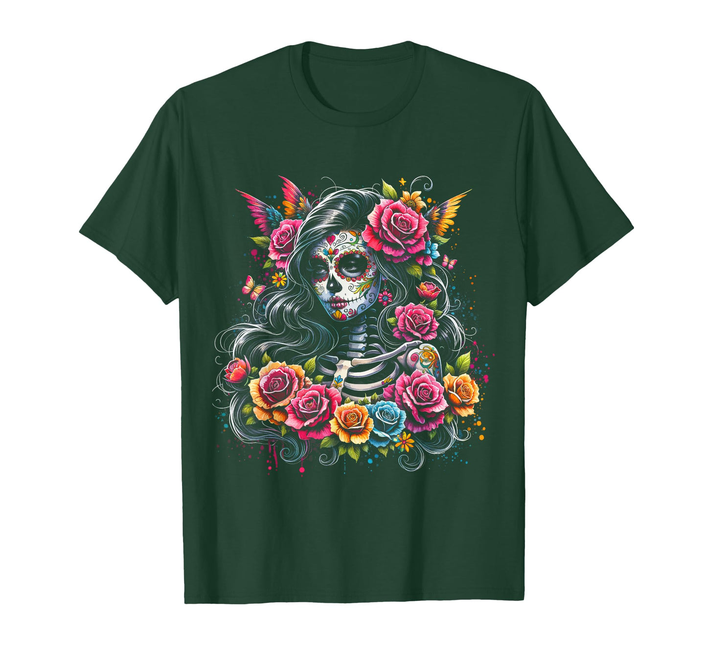 De Los Muertos La Catrina Day of the Dead Sugar Skull Women T-Shirt