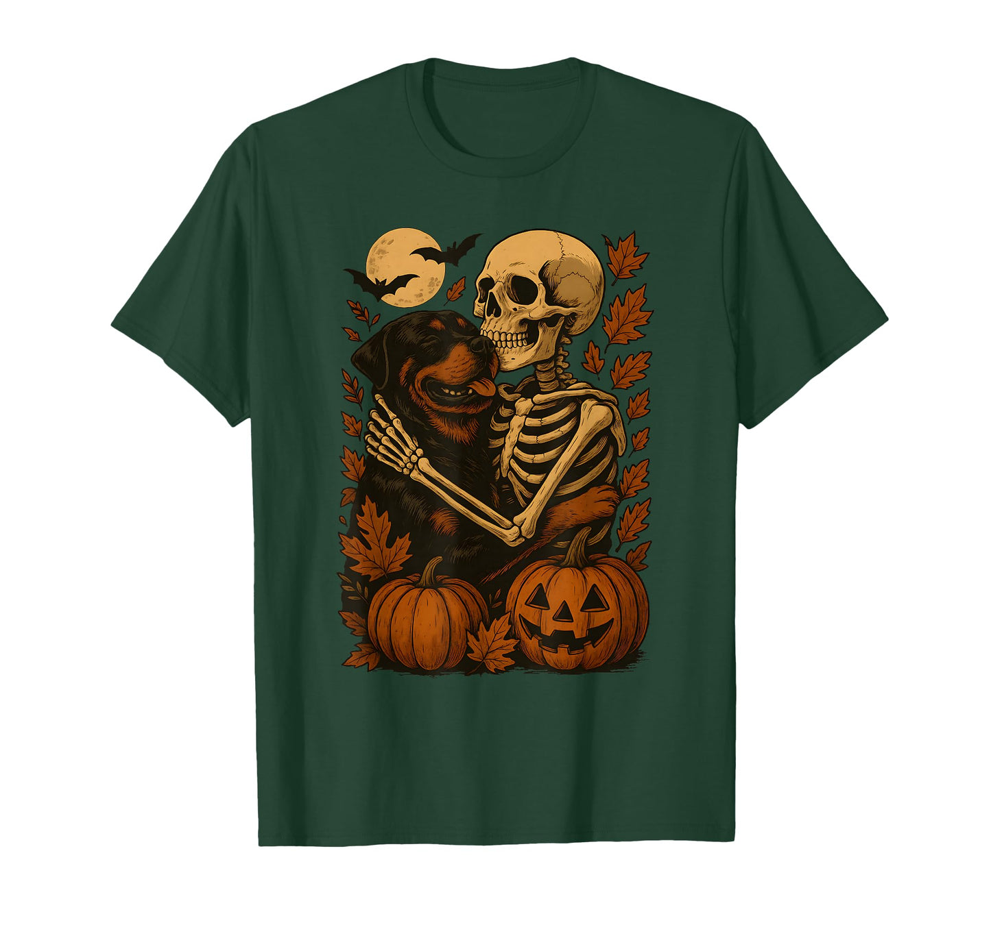 Skeleton Hugging Rottweiler T-Shirt