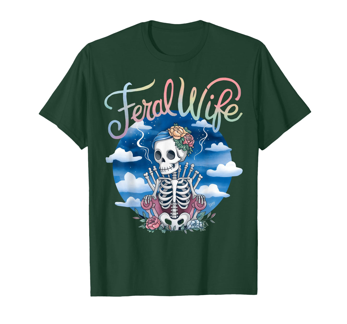 Feral Wife Skeleton Floral Aesthetic Gothic Feminine T-Shirt