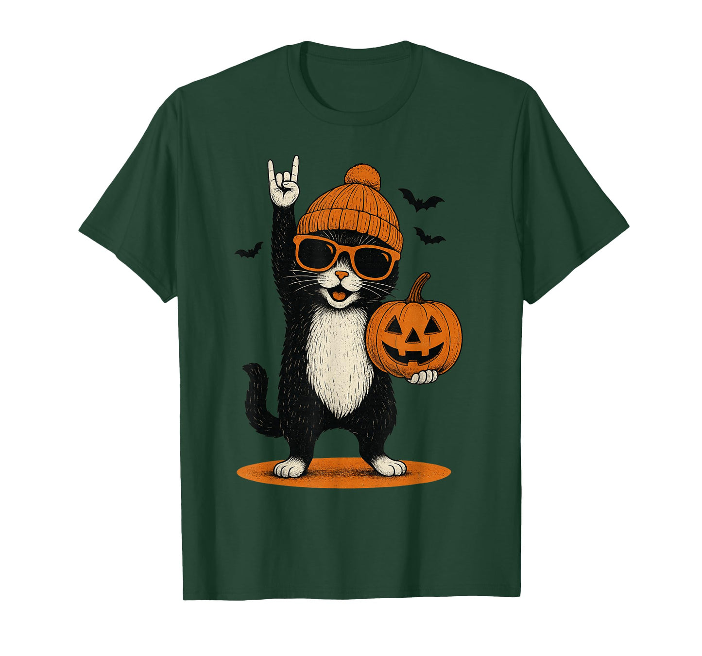 Cute Cat Men Women Kids Halloween Pets Pumpkin Funny Cats T-Shirt