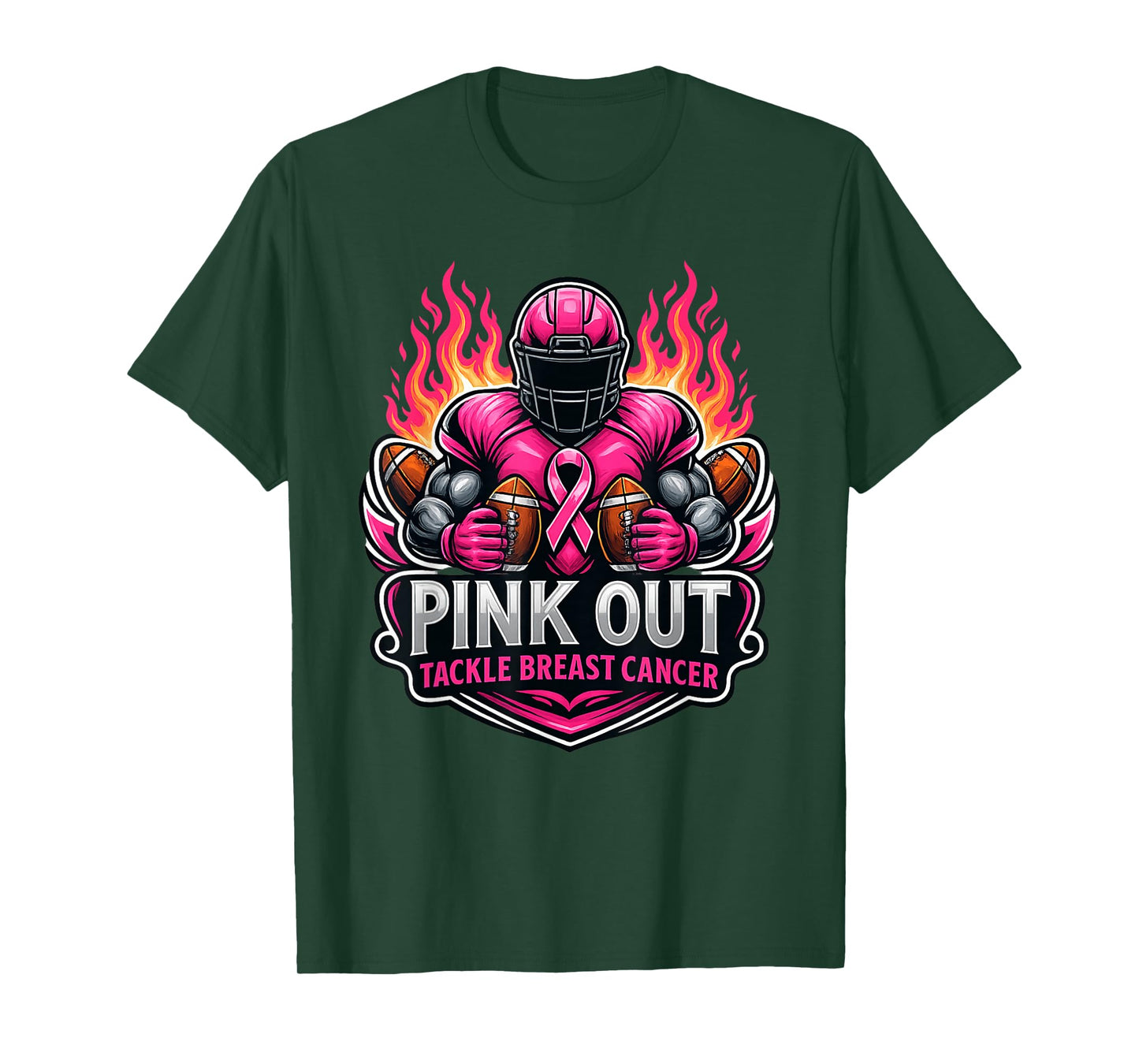 Pink Out Tackle Breast Cancer Awareness American Football T-Shirt