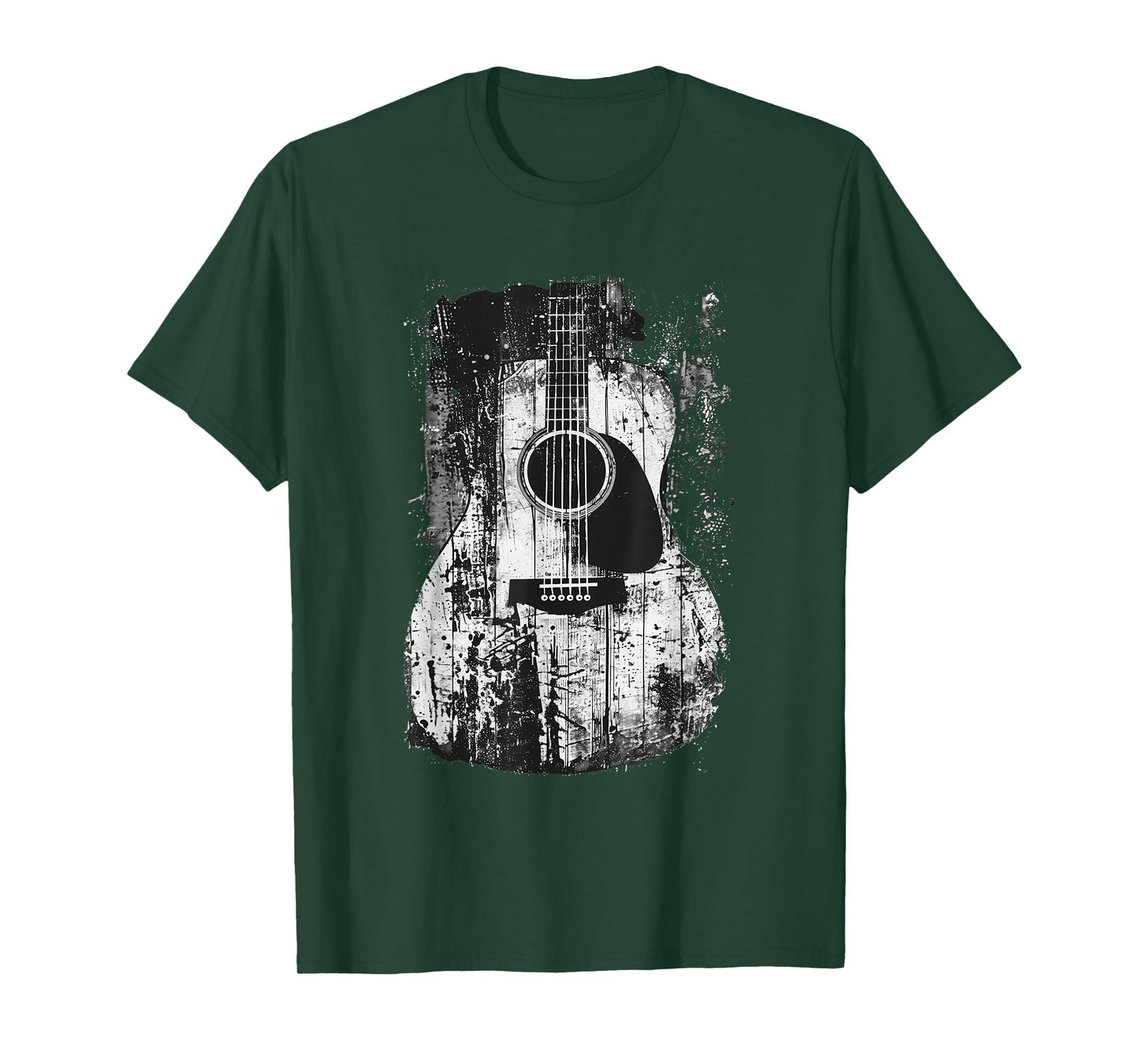 Acoustic Guitar, Vintage, Distressed, Rock & Roll Music. T-Shirt