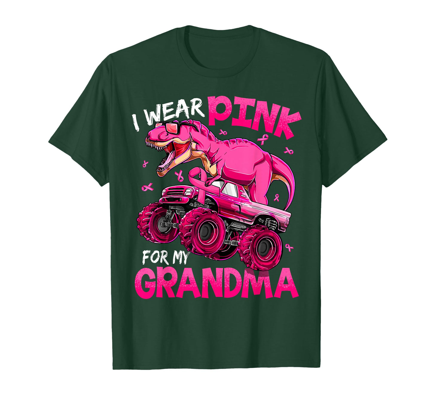 I Wear Pink For My Grandma Breast Cancer Awareness Dinosaur T-Shirt