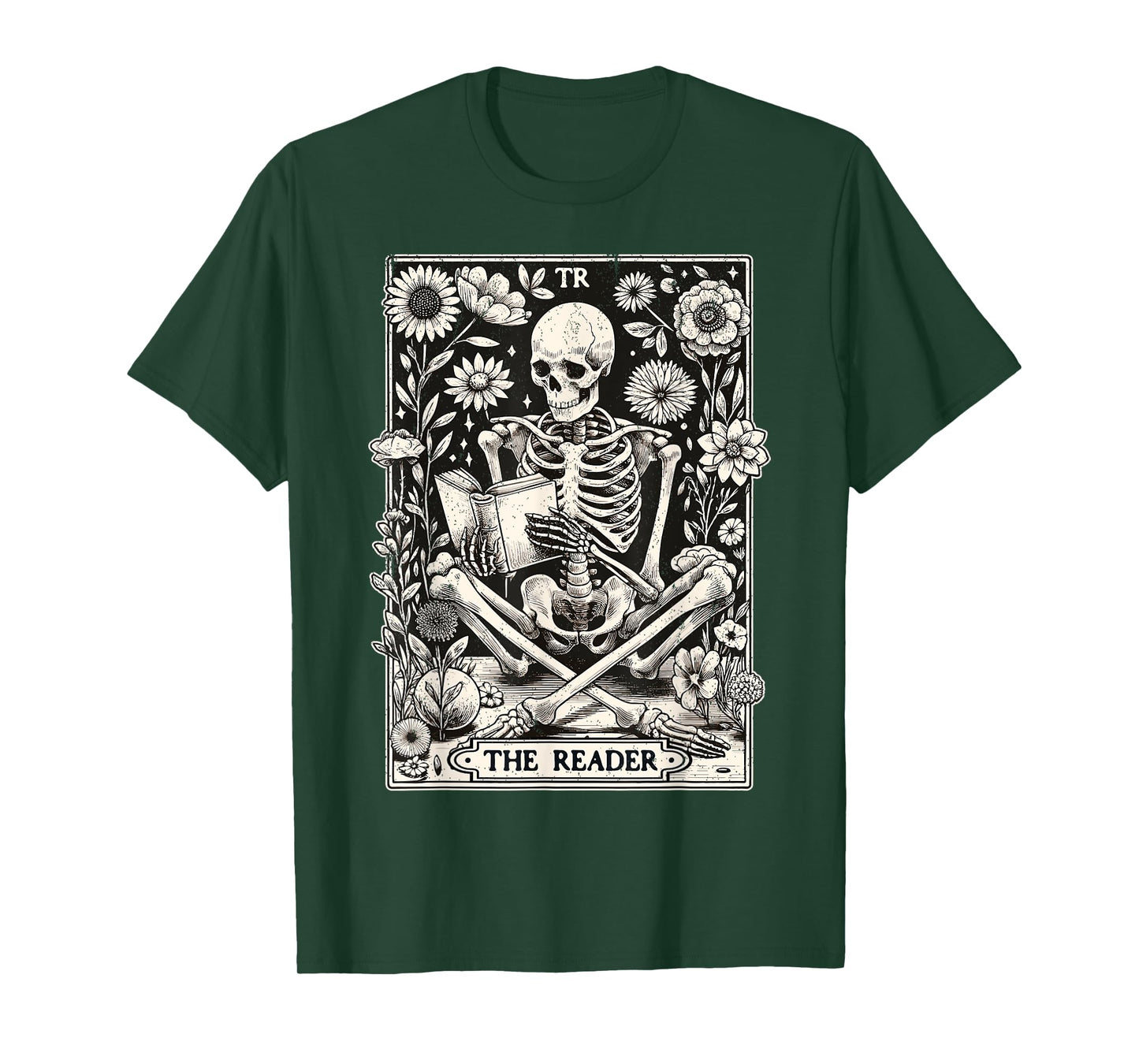 The Reader Tarot Card Funny Book Lover Skeleton Reading Book T-Shirt