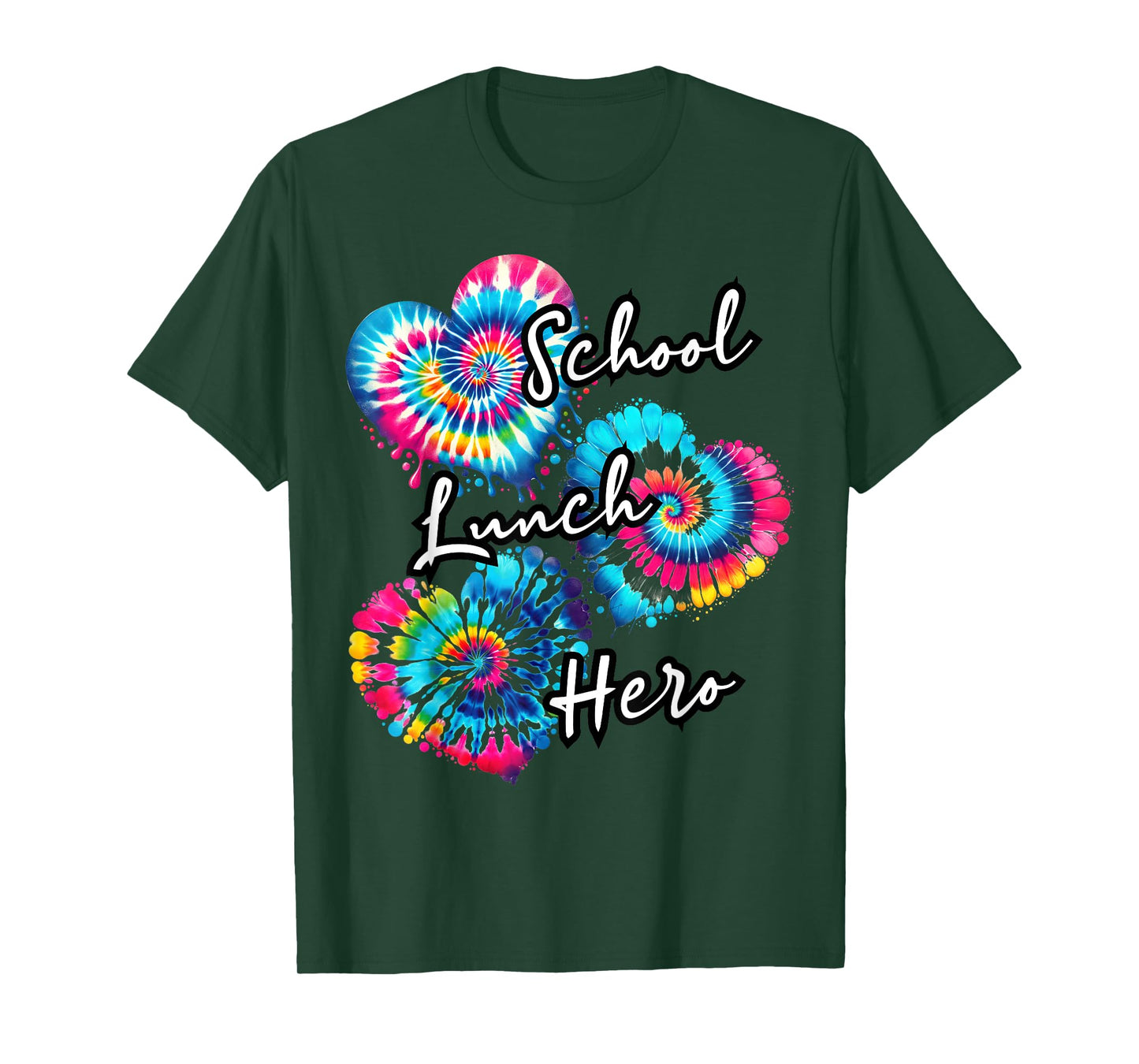 Lunch Hero Squad Tie dye tee a Food hearts School lunch hero T-Shirt