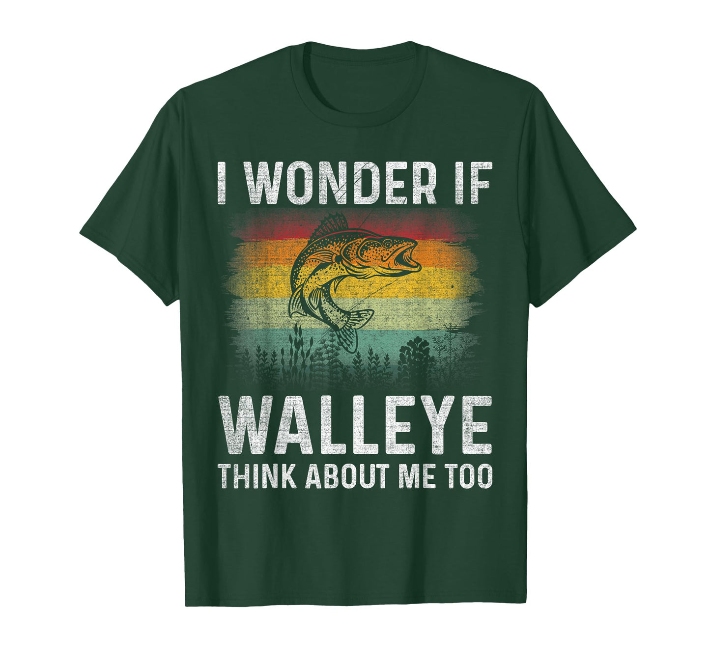 I Wonder If Walleye Think About Me Too Funny Walleye Fishing T-Shirt