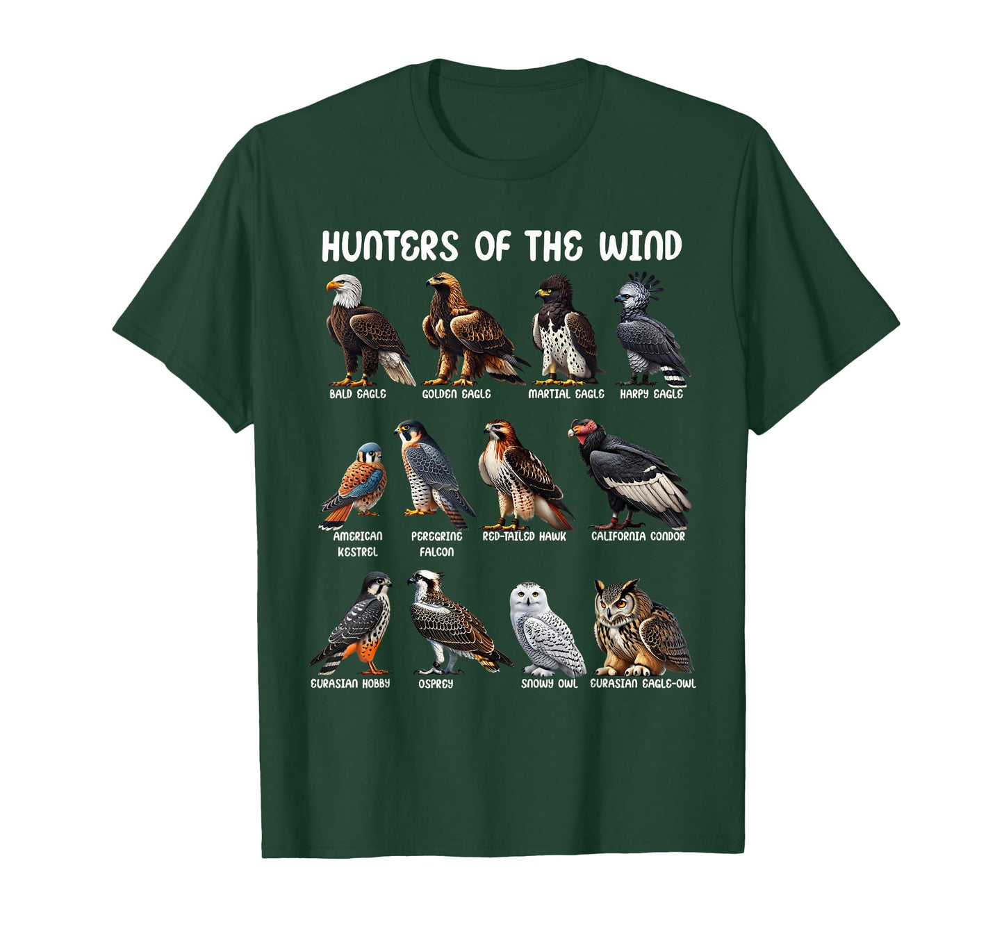Hunters of the Wind Birds of Prey Falcon Owl Birding Raptors T-Shirt
