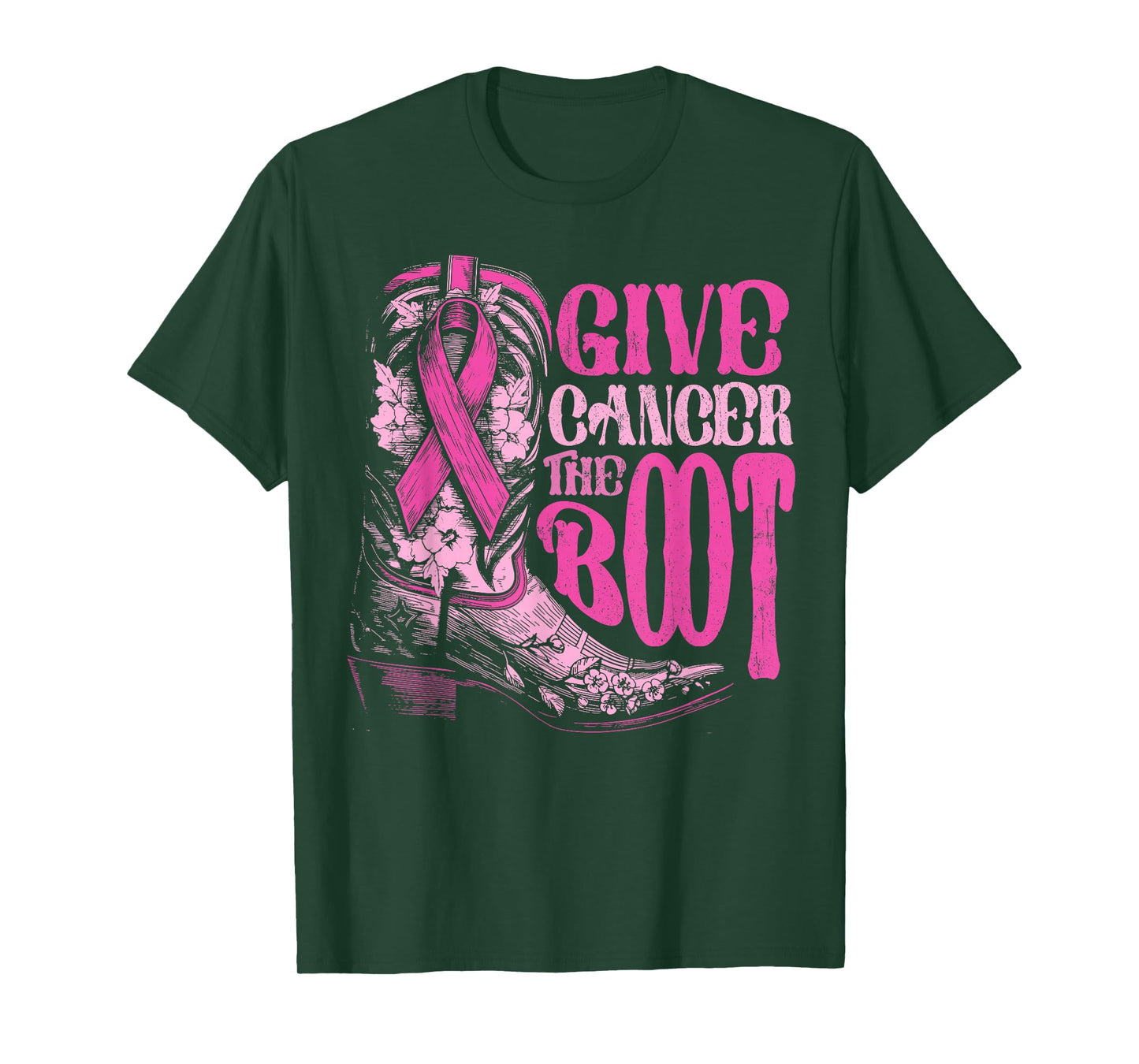 Breast Cancer Cowboy Give Cancer the Boot Cowgirl Rodeo T-Shirt