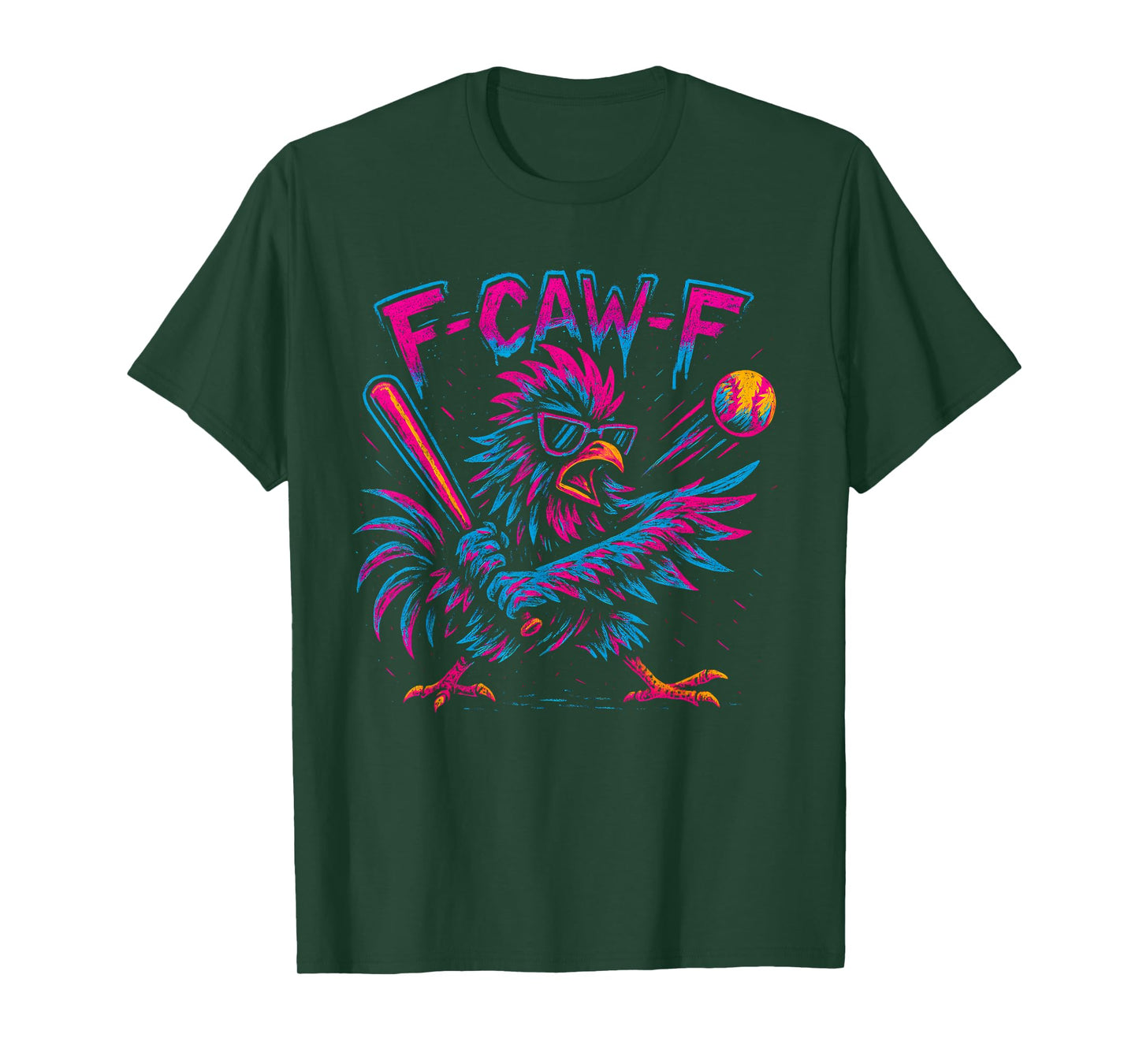 Baseball F Caw F Rooster Funny F Awk F Chicken F-Caw-F Chick T-Shirt