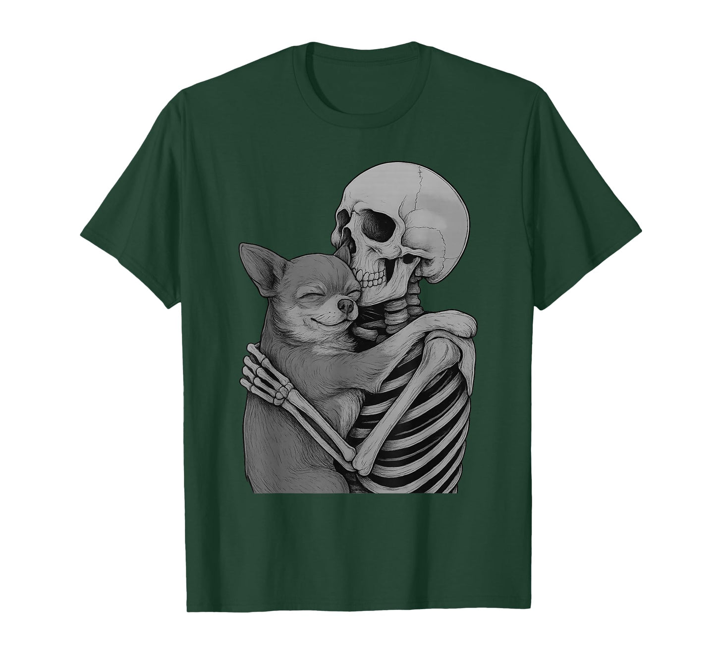 Chihuahua Skeleton Hug Halloween Dog Lover T-Shirt