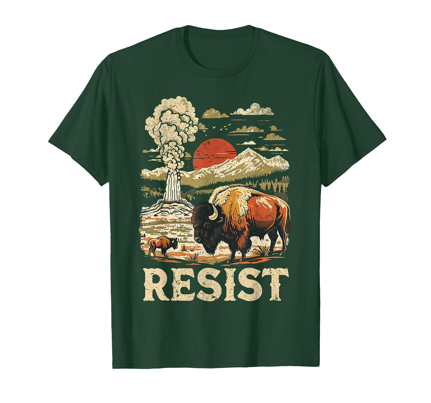 Retro RESIST US National Park Resist Service Vintage Buffalo T-Shirt