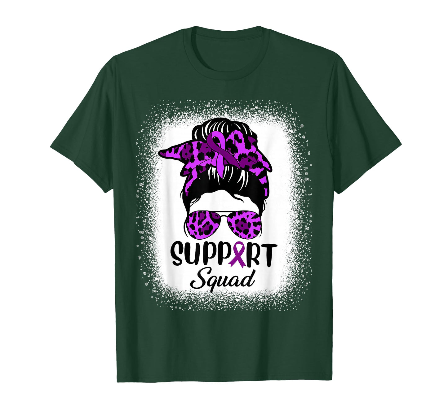 Support Pancreatic Cancer Awareness Messy Bun Ribbon Purple T-Shirt