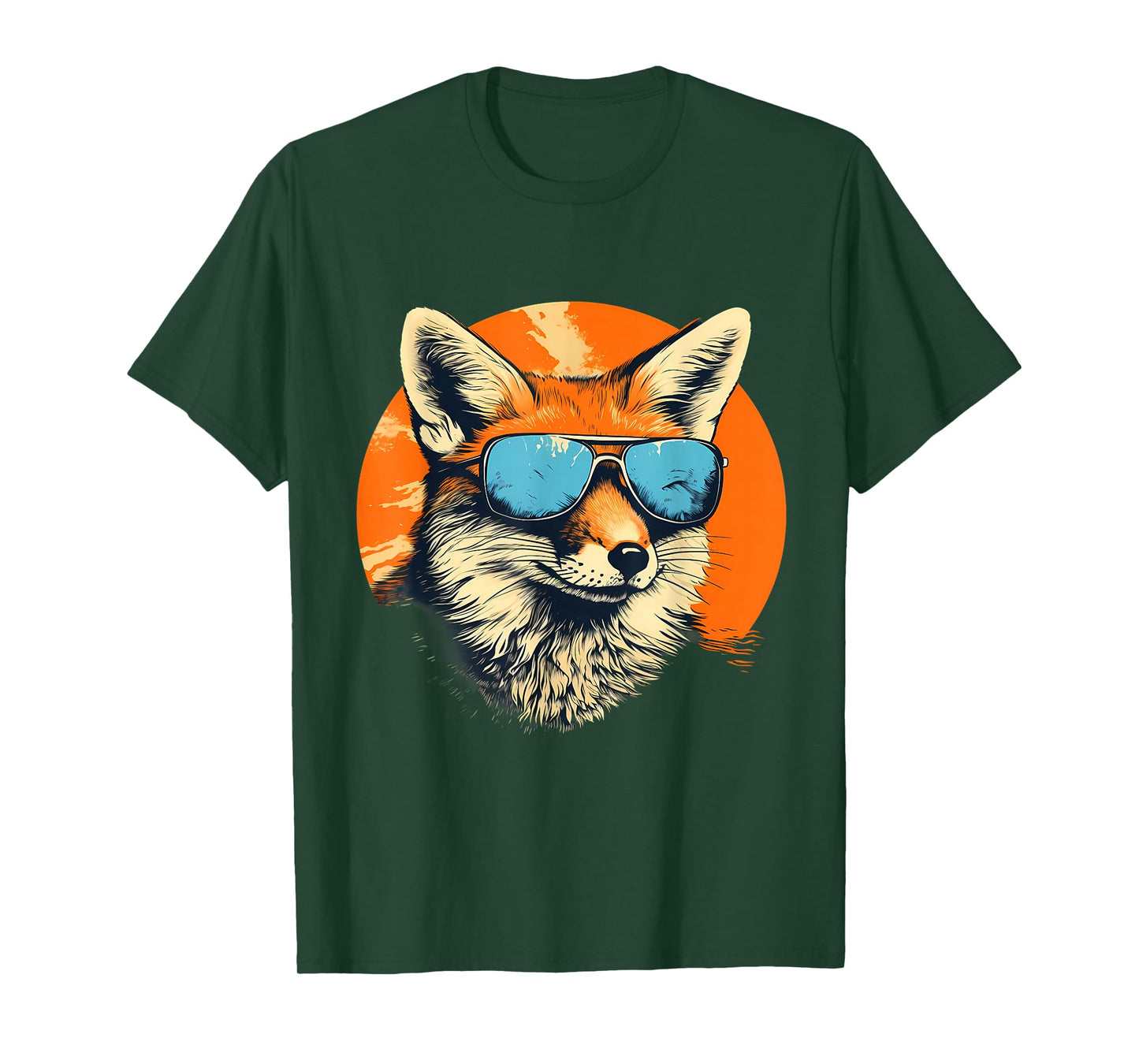 Fox Sunglasses Portrait Colorful Artwork Wildlife Animal Art T-Shirt