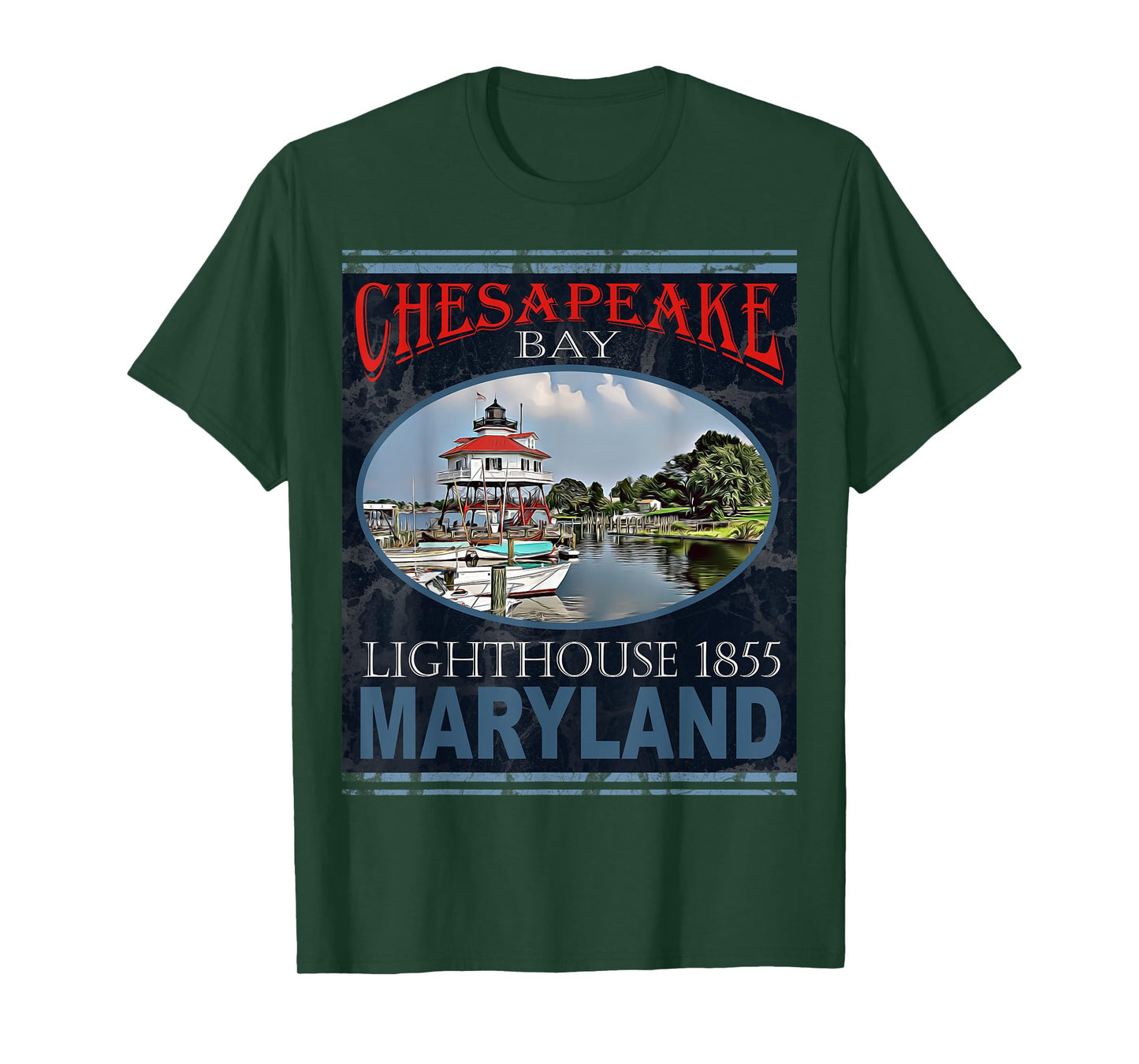 Chesapeake Bay Lighthouse Maryland 1855 Design T-Shirt
