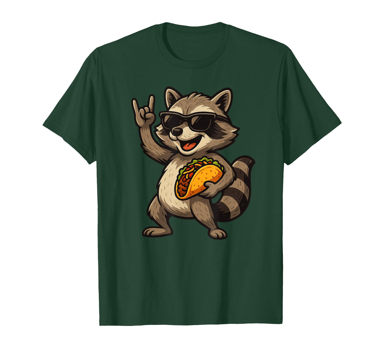 Retro Taco Day Raccoon Rock Music Cinco de Mayo for Kids T-Shirt