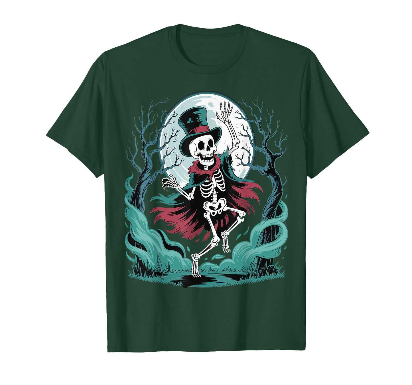 Skeleton Dancing Under The Moon Funny Spooky T-Shirt