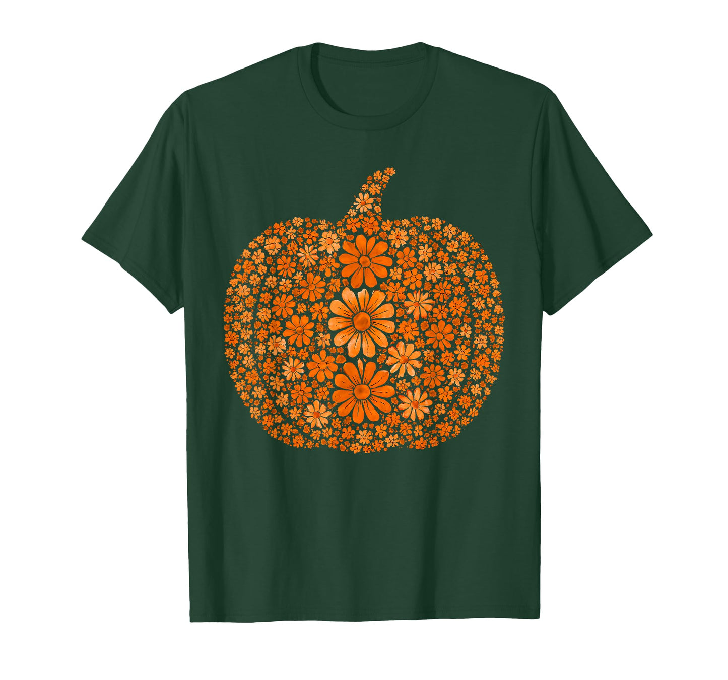 Floral Pumpkin Fall Autumn Boho Harvest Thanksgiving Womens T-Shirt
