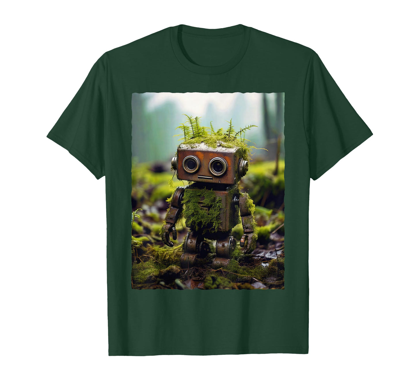 Little Cute Robot in Nature T-Shirt