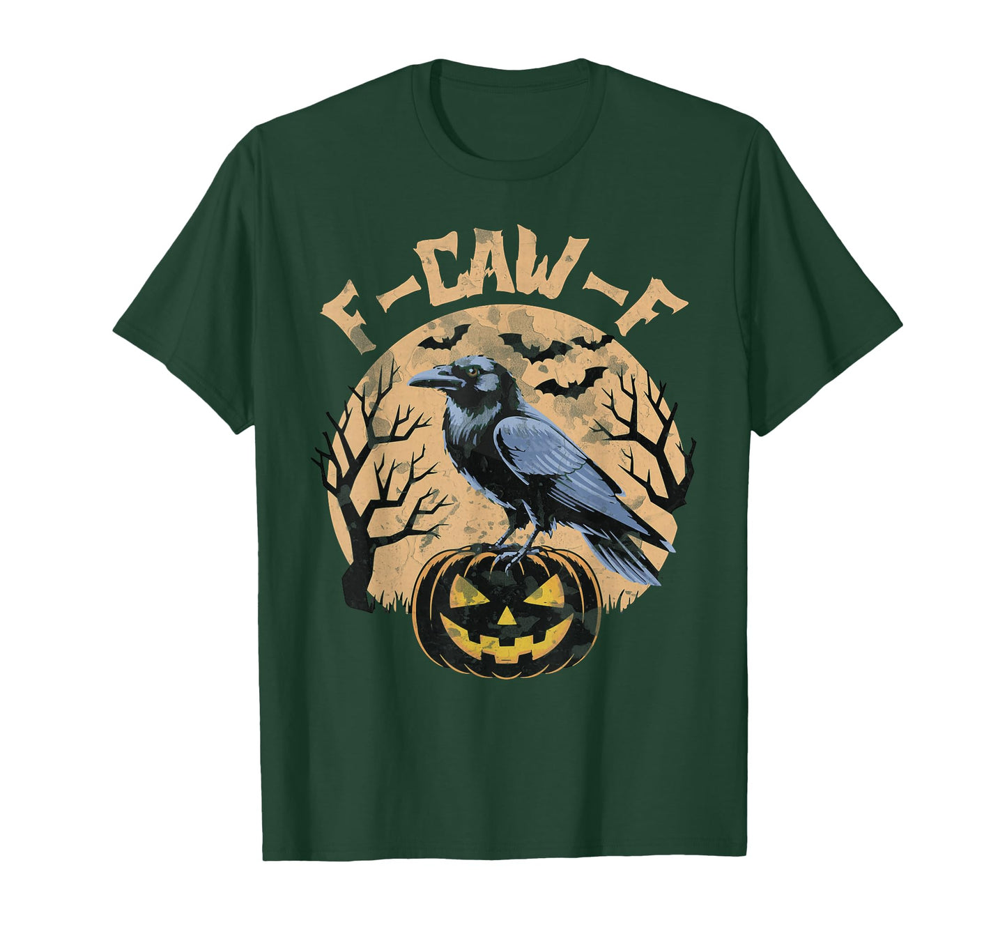 Black Crow F-Caw-F Funny Black Bird Moon Halloween Men Women T-Shirt