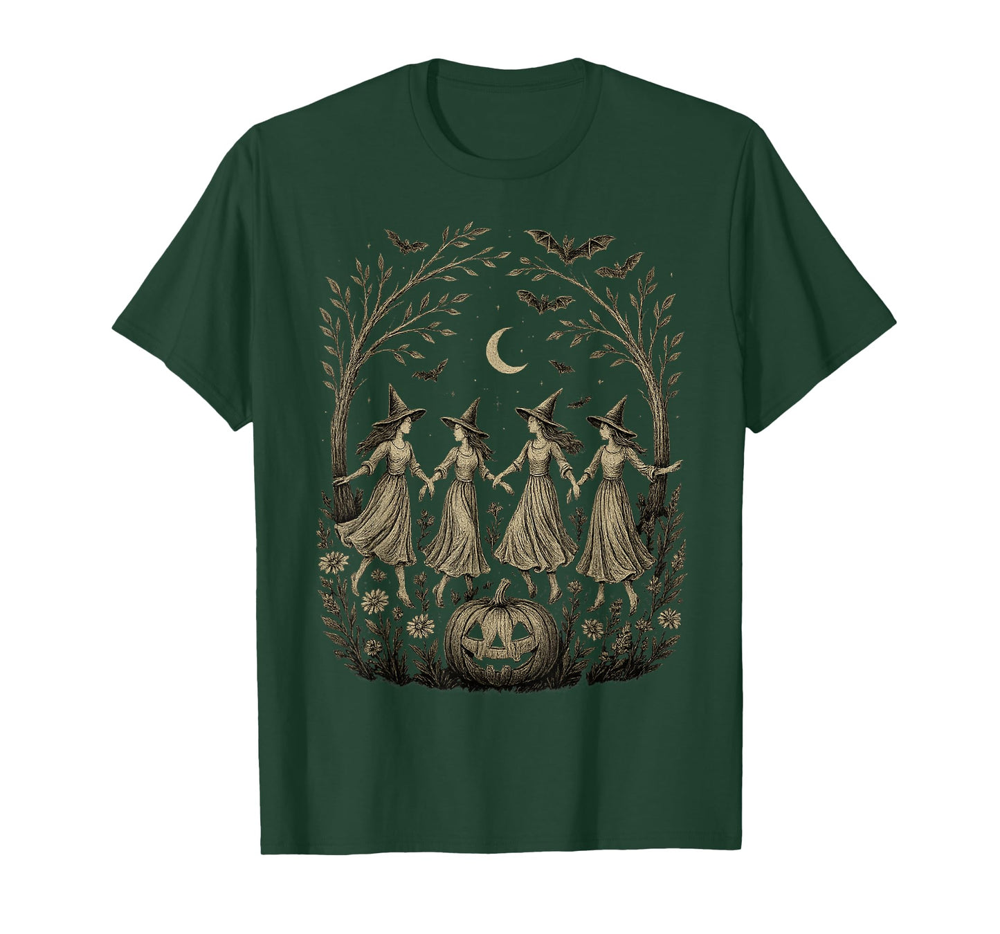 Funny Witch Halloween Floral Spooky Season Funny Fall Vibes T-Shirt