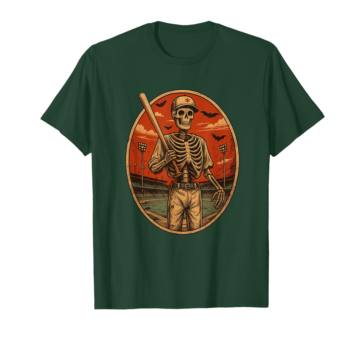 Spooky Vintage Baseball Skeleton Shirt Creepy Halloween Tee T-Shirt