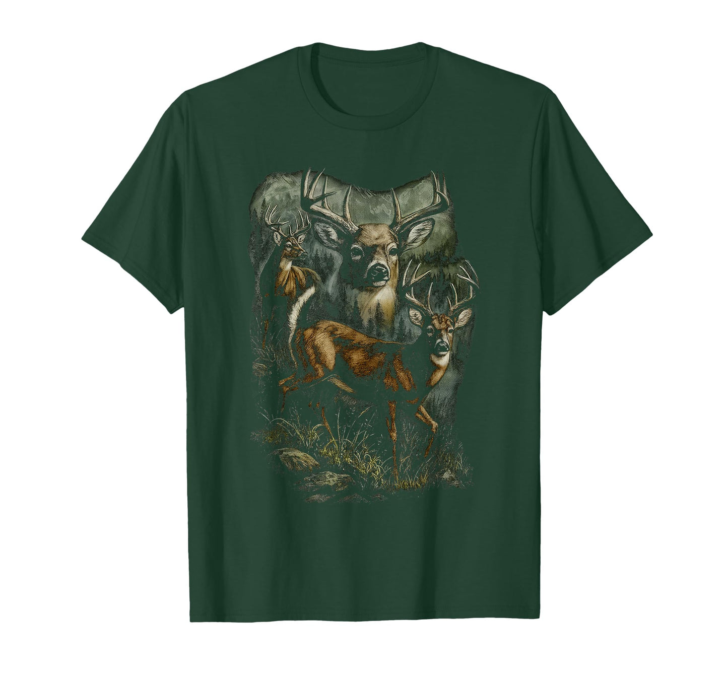 Vintage Deer Wilderness Scene Buck and Deer Nature Kids T-Shirt