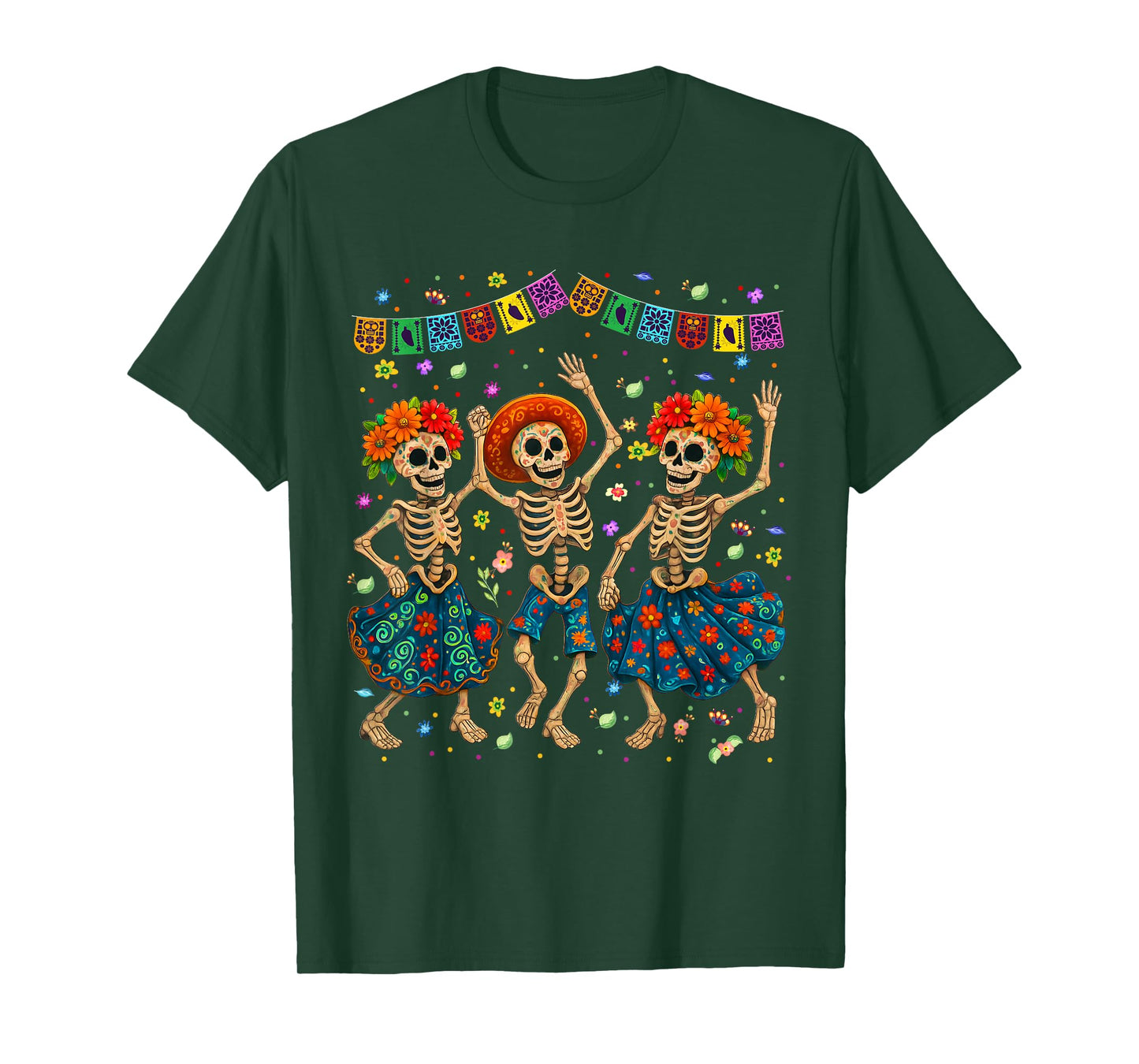 Day The Dead Sugar Skull Skeleton Dia De Los Muertos Womens T-Shirt