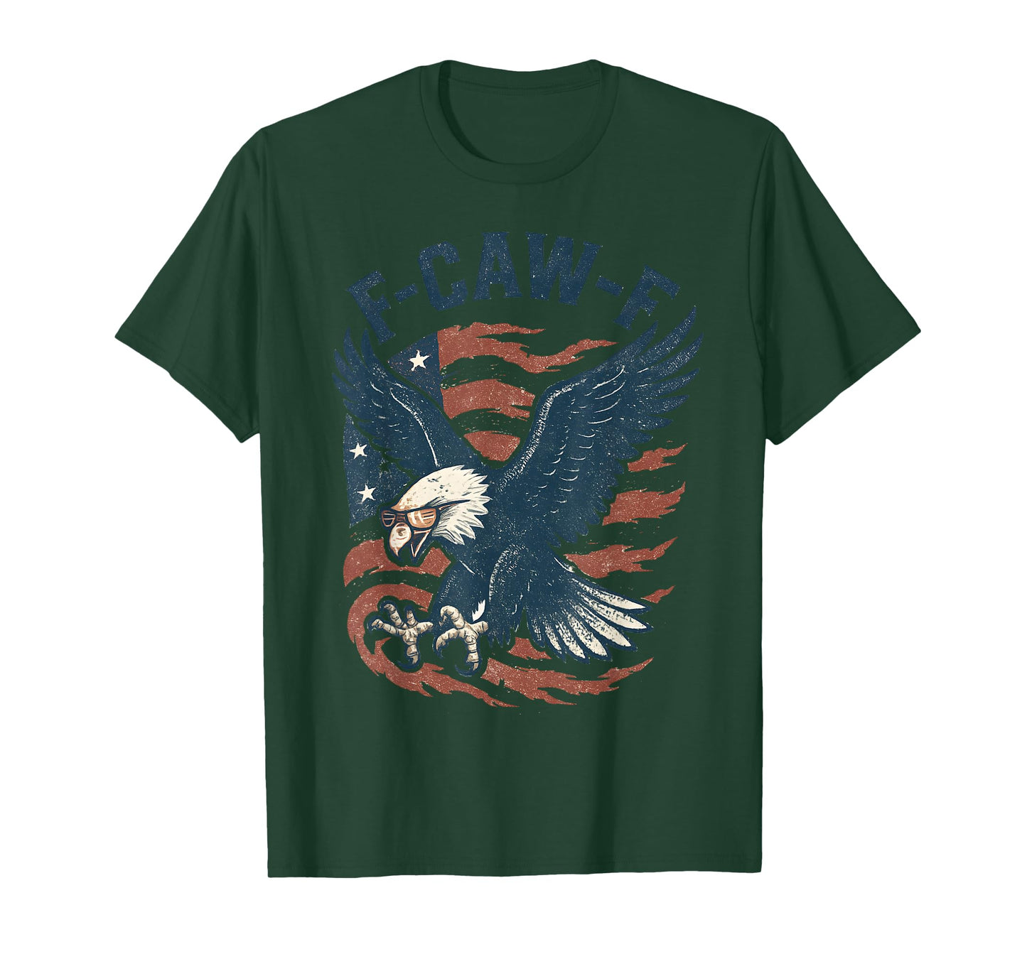 Funny F CAW F Bald Eagle American Flag Red White and Blue T-Shirt