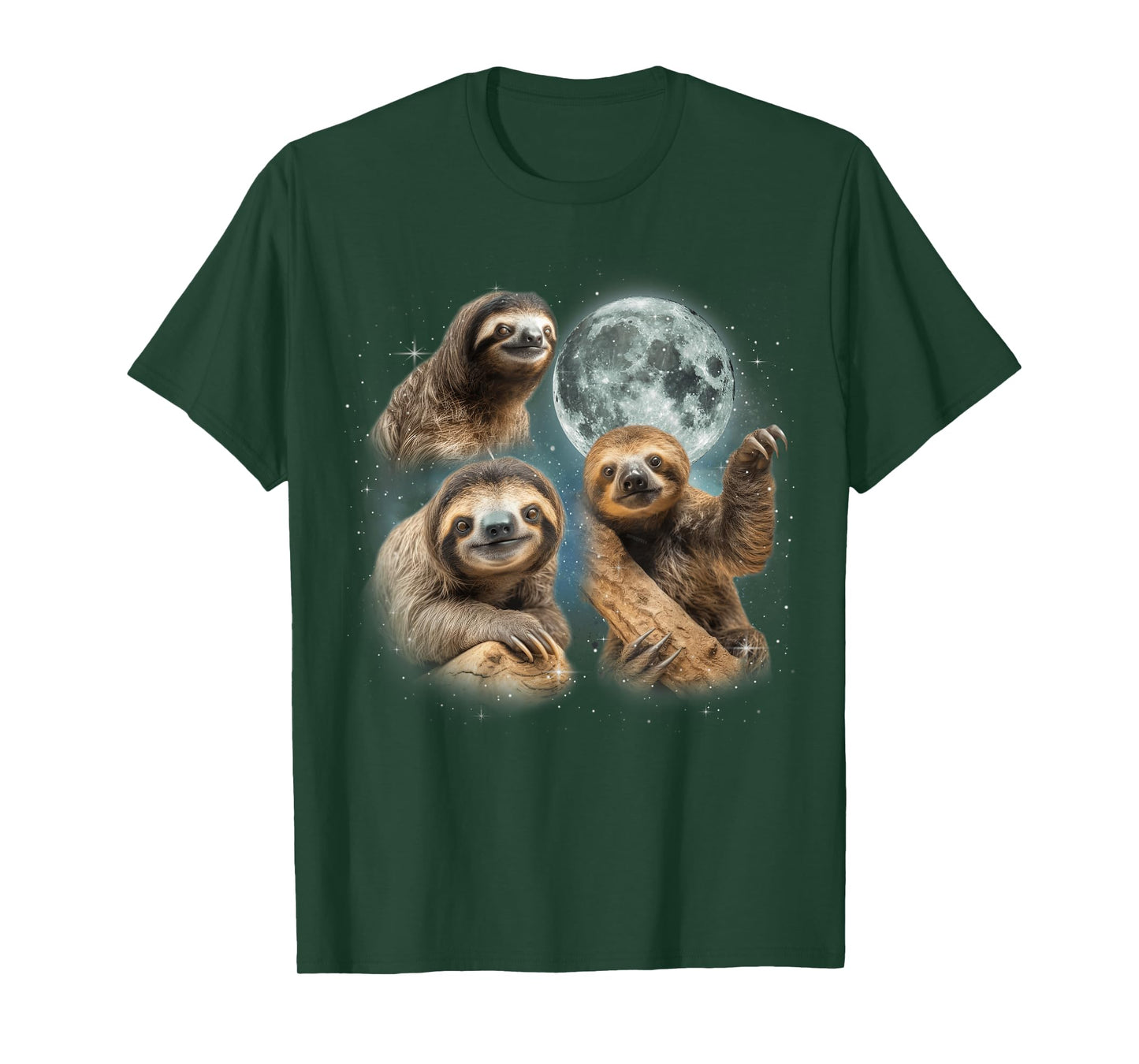 Sloth Shirt | 3 Sloth Howling At Moon Funny Weird Cursed T-Shirt