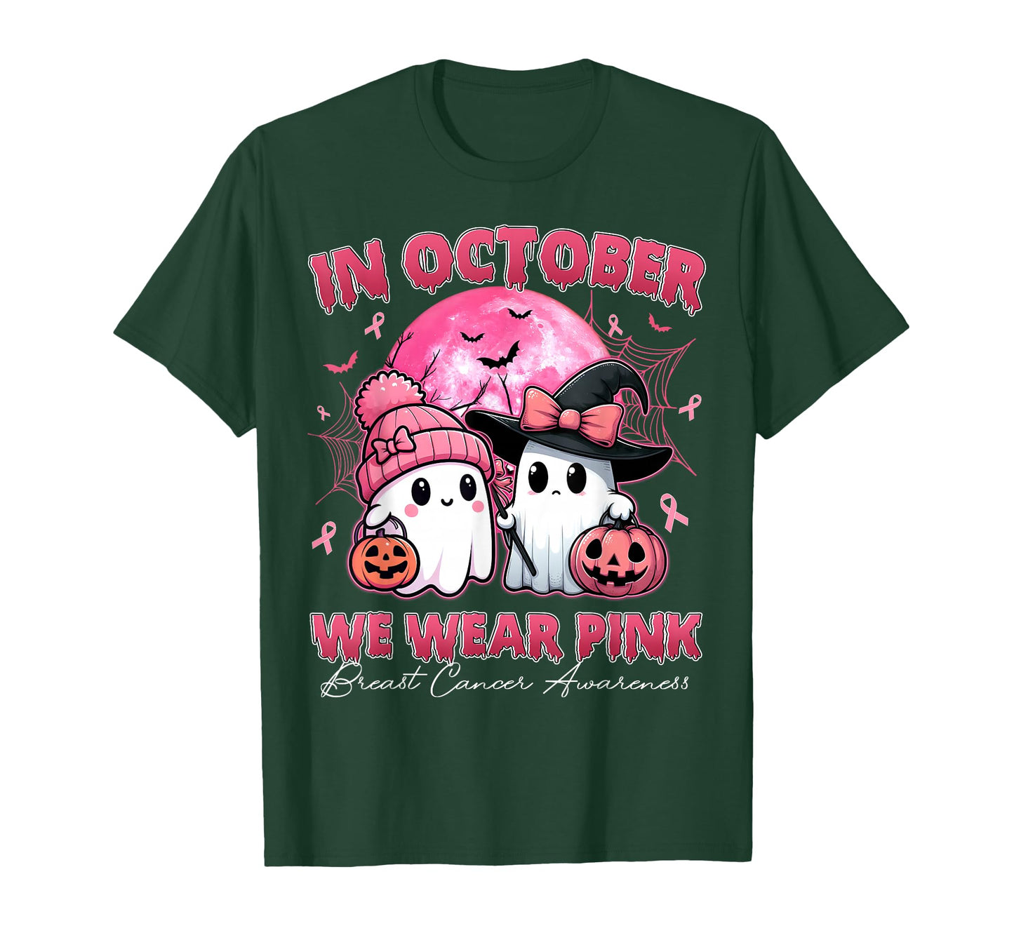 Breast Cancer Shirts Women Halloween October Wear Pink T-Shirt