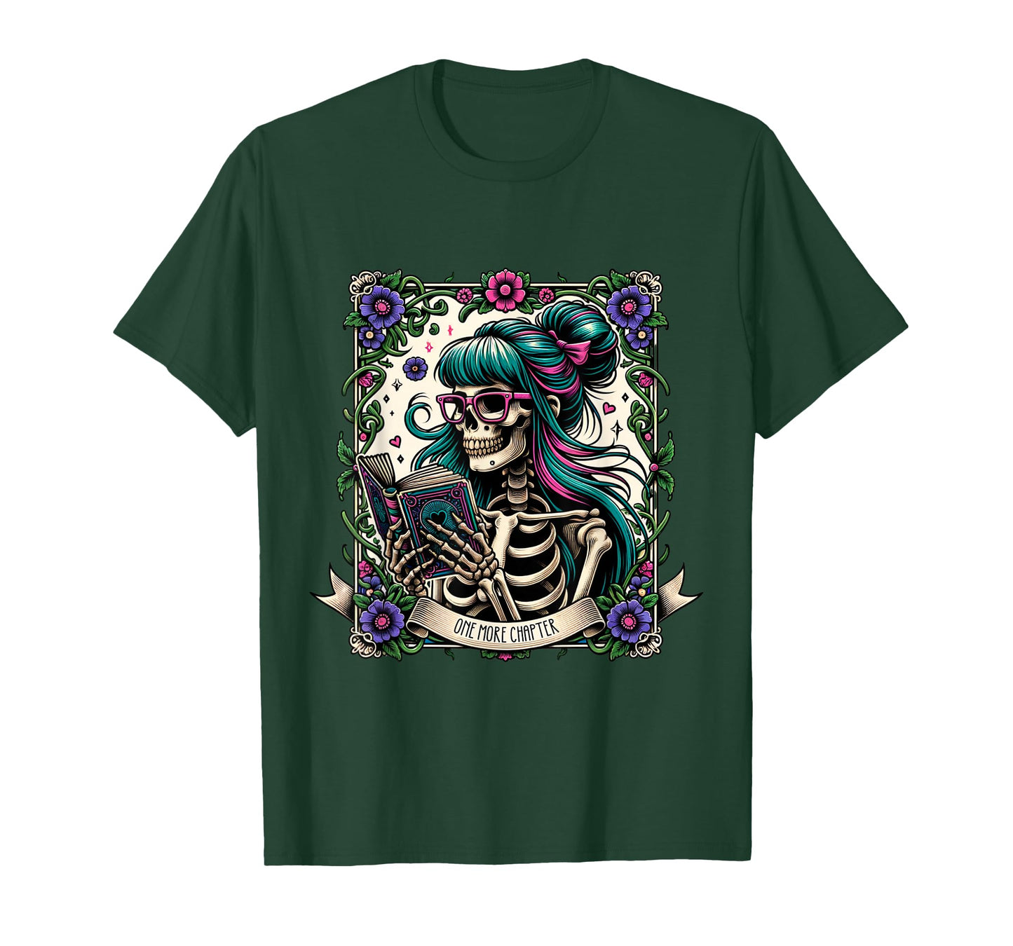 One More Chapter Skeleton Reading Tarot Design T-Shirt