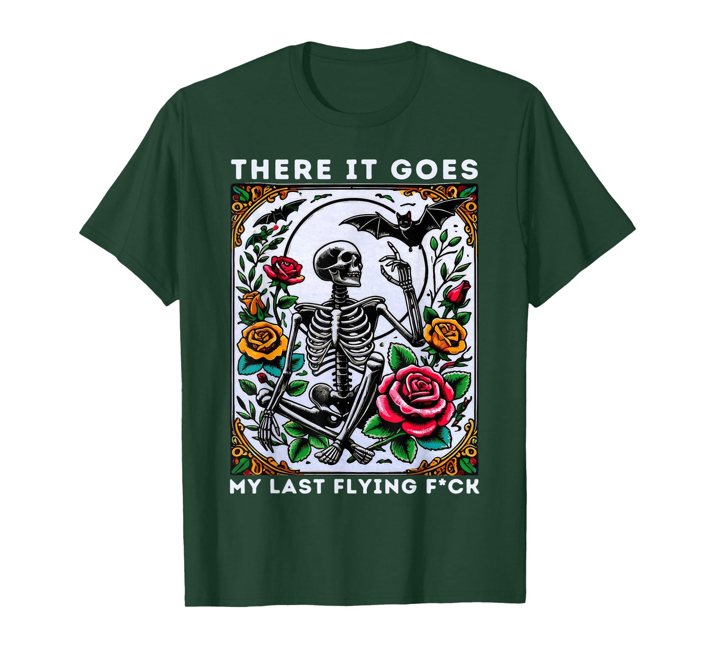 There It Goes My Last Flying F#ck Funny Skeleton Bat T-Shirt