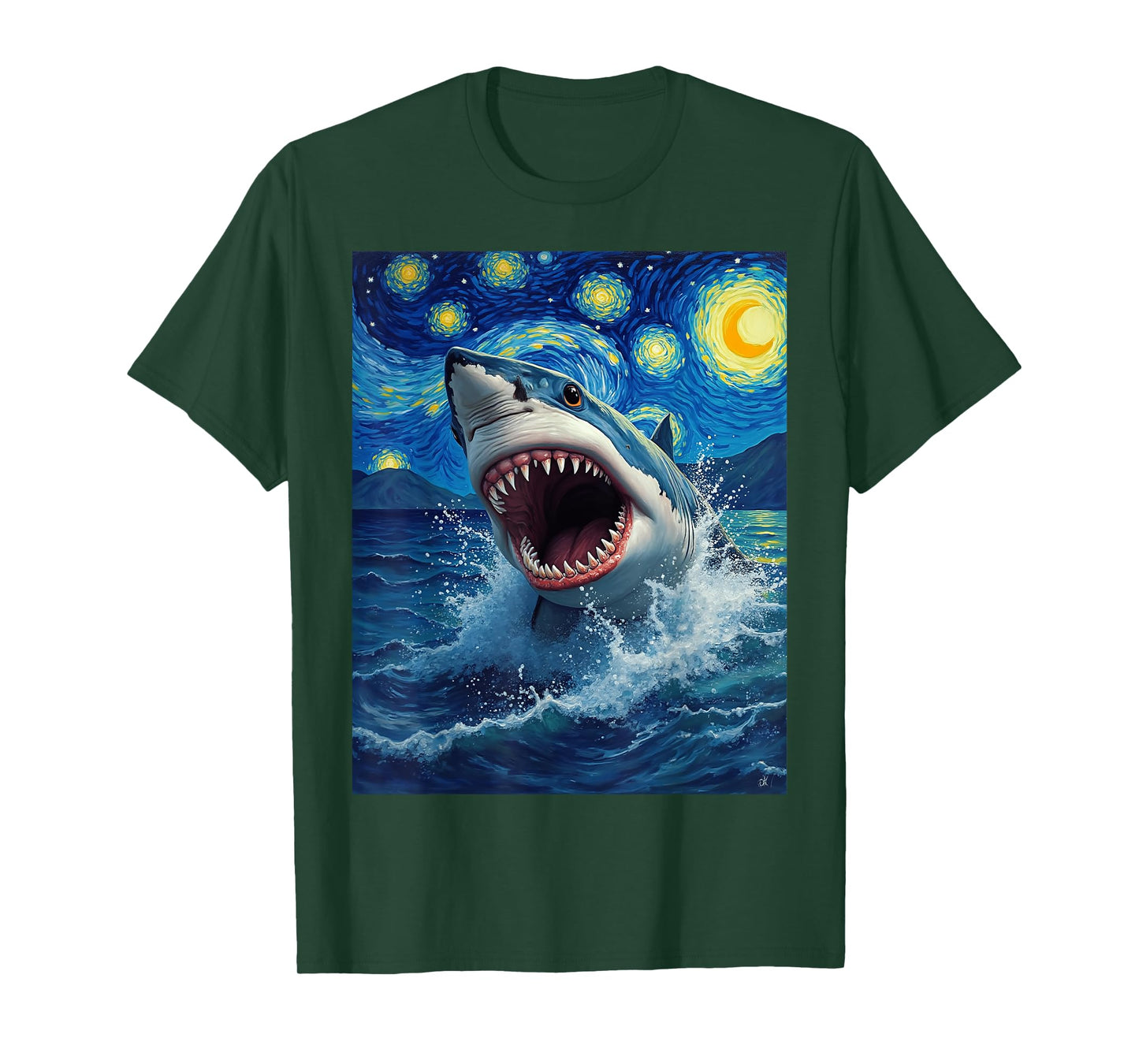 Van Gogh's Starry Night Shark Ocean Animal Lovers T-Shirt