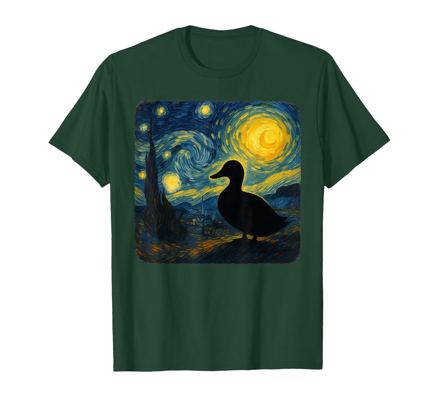 Starry Night Van Gogh Farm Duck Animal Funny Graphic T-Shirt