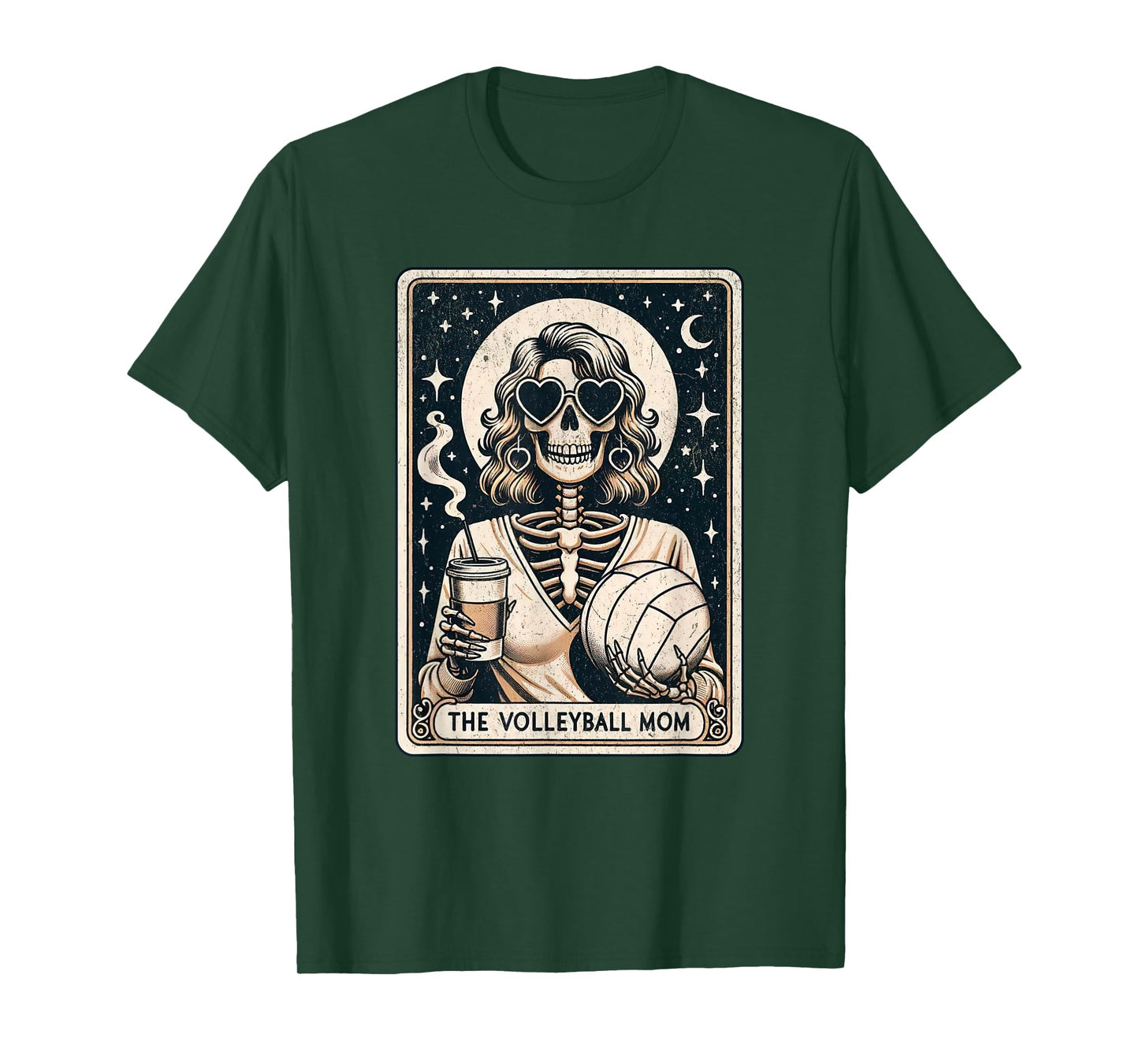 Volleyball Mom Tarot Card Skeleton Volleyball Mama Coffee T-Shirt