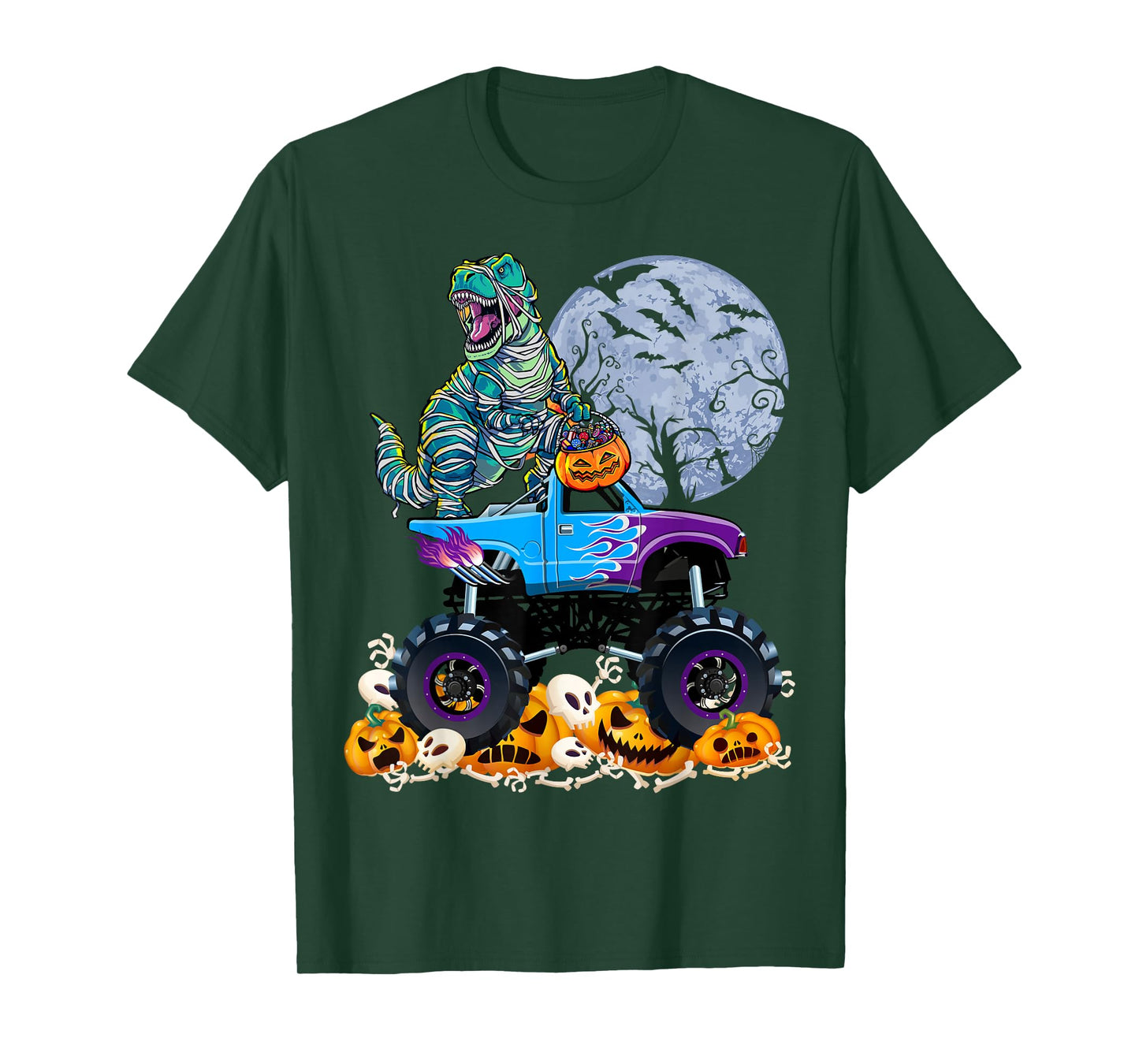 Dinosaur T rex Mummy Halloween Monster Truck Boys T-Shirt