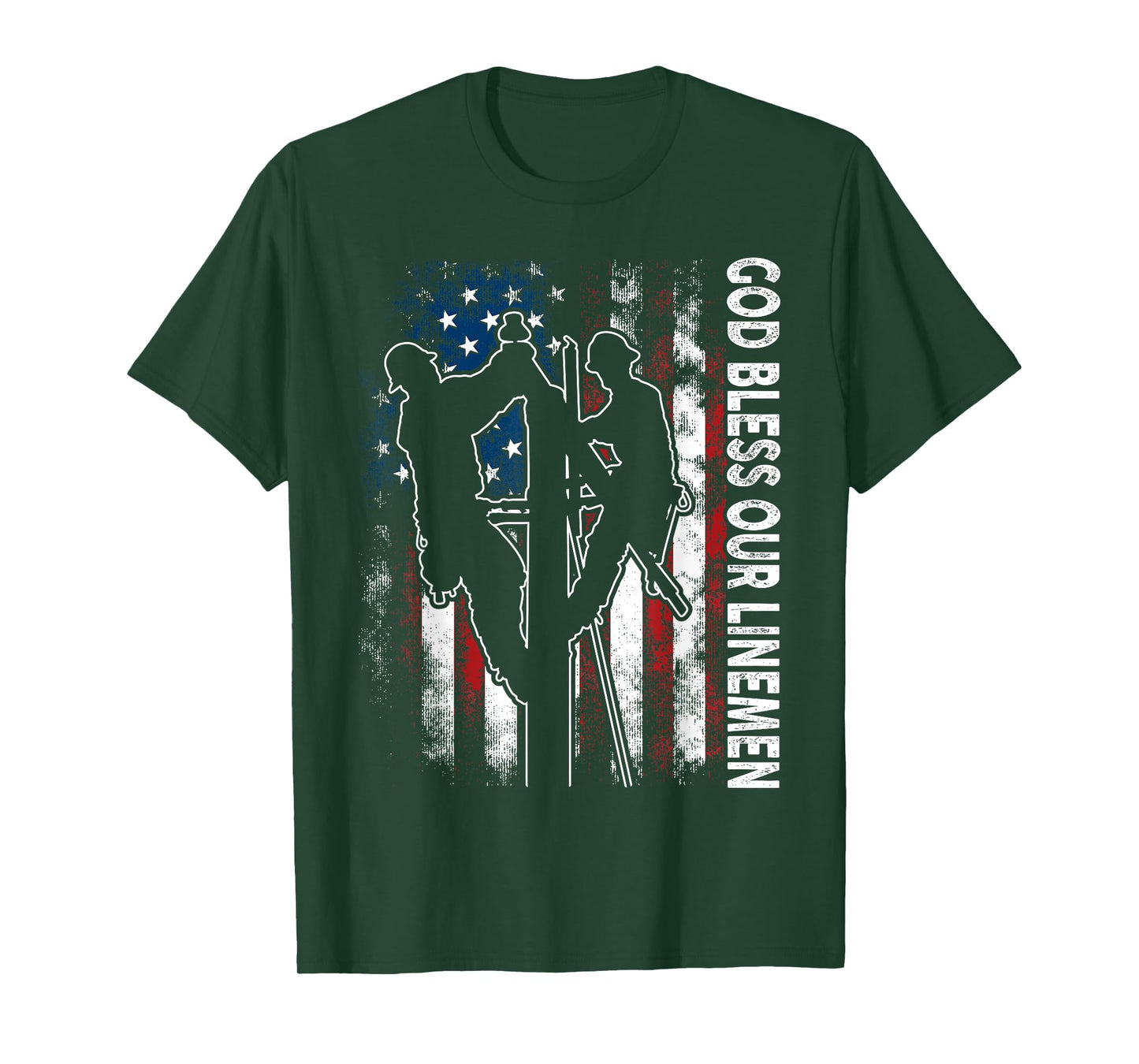God Bless Our Linemen Cool American Lineman Flag T-Shirt