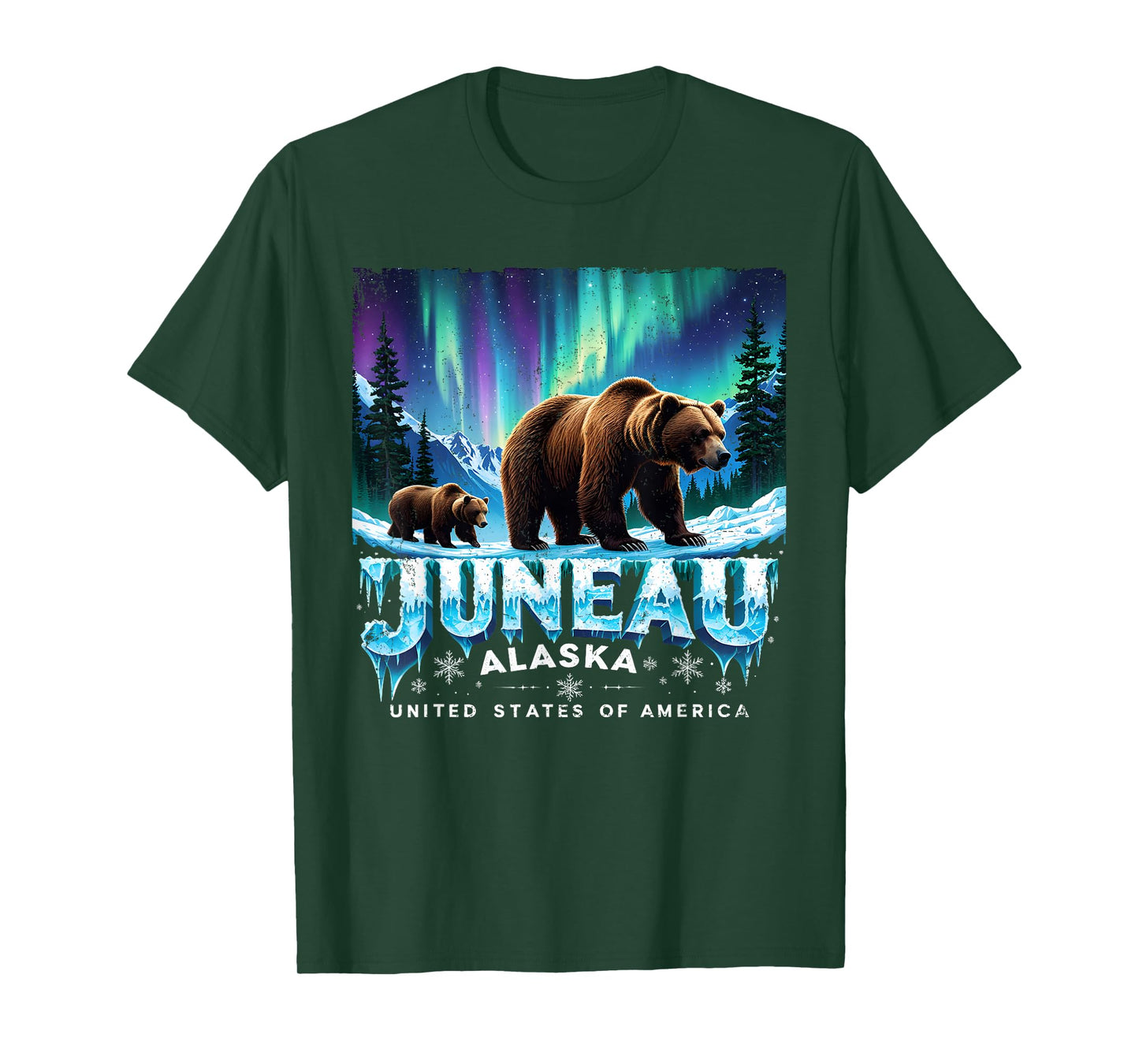 Juneau Alaska Bear Northern Lights Gift Tee T-Shirt