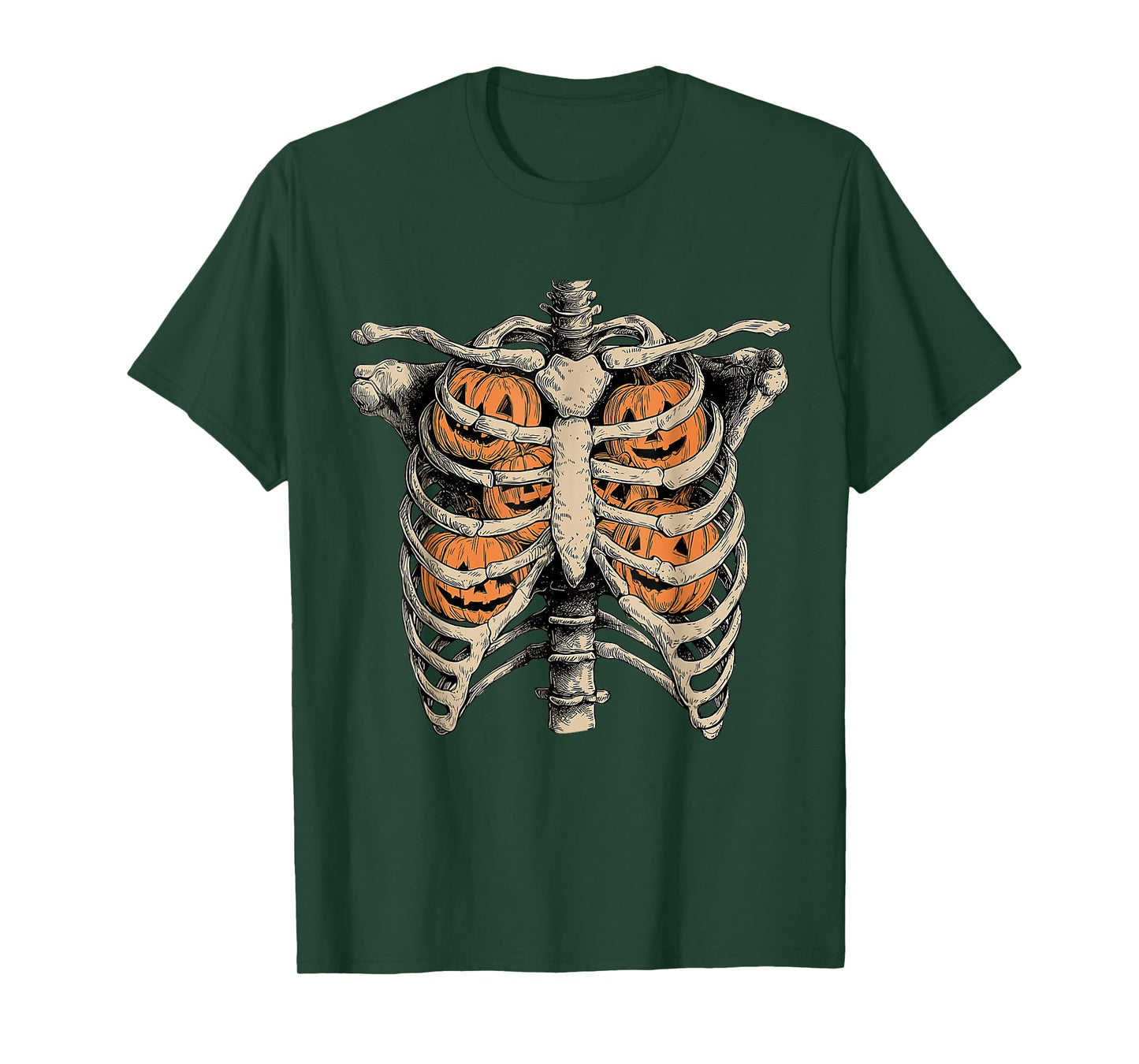 Vintage Retro Halloween Ribcage Pumpkins Spooky Season Funny T-Shirt