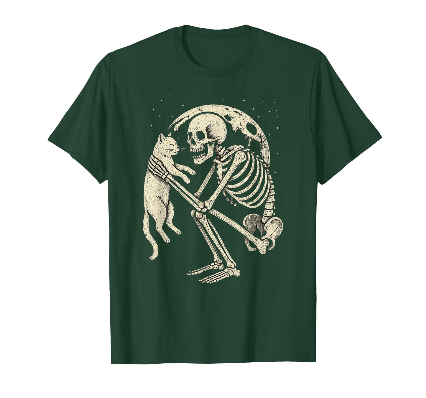 Skeleton Cat Skull Kitty Cute Goth Halloween Men Women Kids T-Shirt
