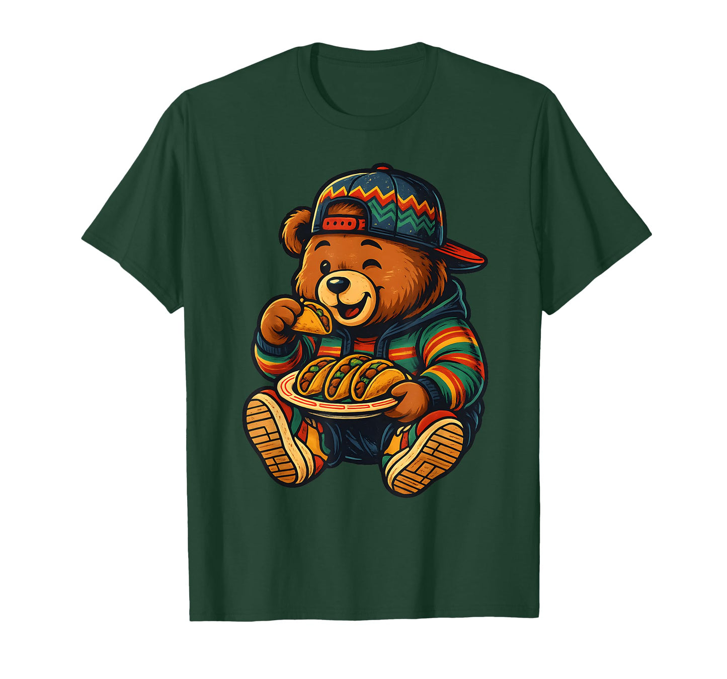 Hip Hop Teddy Bear Eating Tacos Mexican Baja Latin American T-Shirt